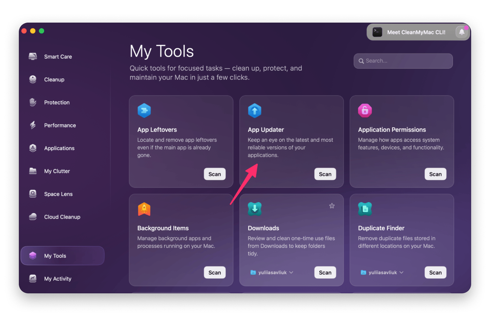 The App Updater tool in CleanMyMac, a Mac maintenance app that is available on Setapp