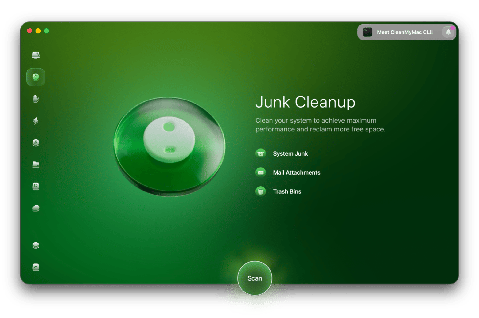 The Cleanup module in CleanMyMac clearing old Office cache files, a Mac maintenance app available on Setapp