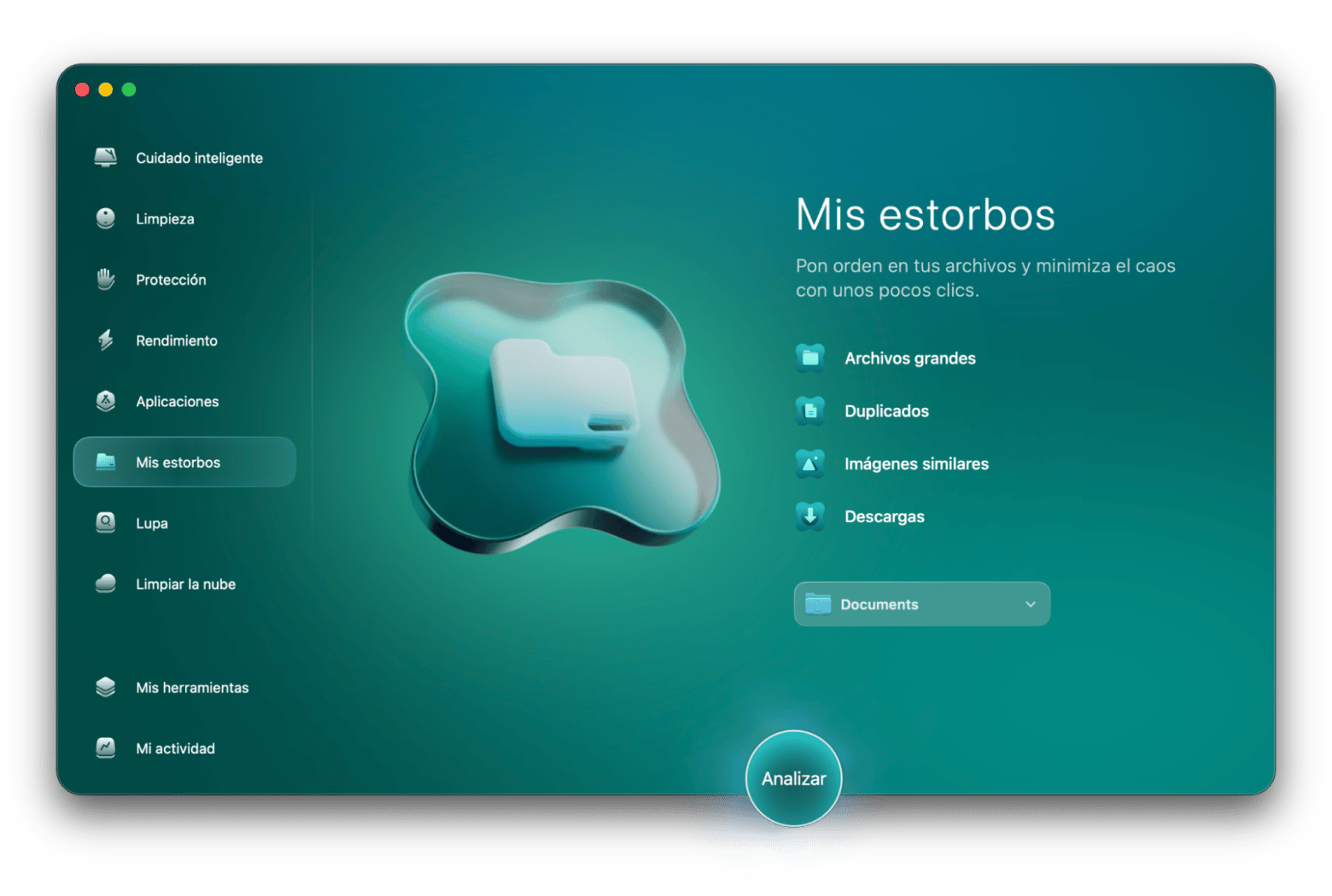 CleanMyMac detectando archivos y grabaciones de gran tamaño &mdash; limpiador de Mac disponible en Setapp