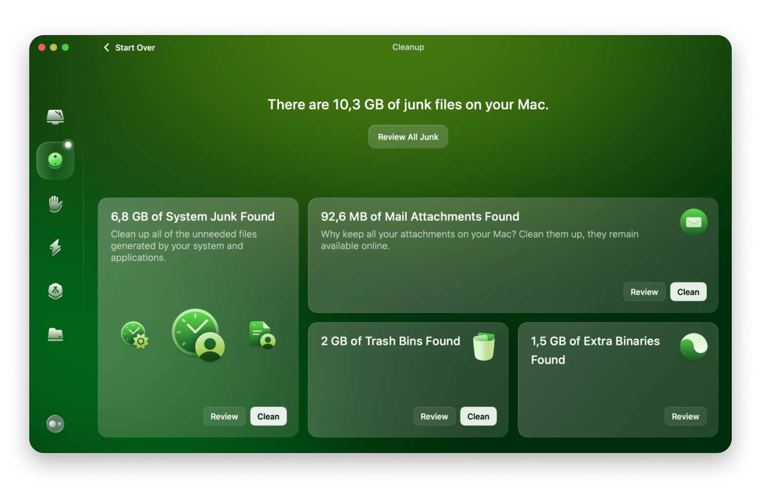 The interface of CleanMyMac, a Mac care app that is available on Setapp