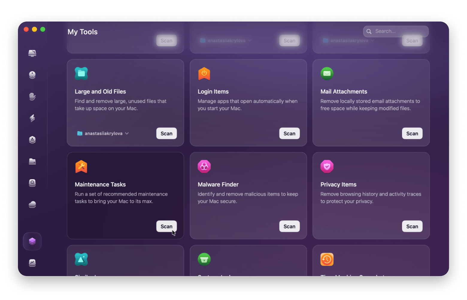 My Tools in CleanMyMac, a Mac cleaner available on Setapp