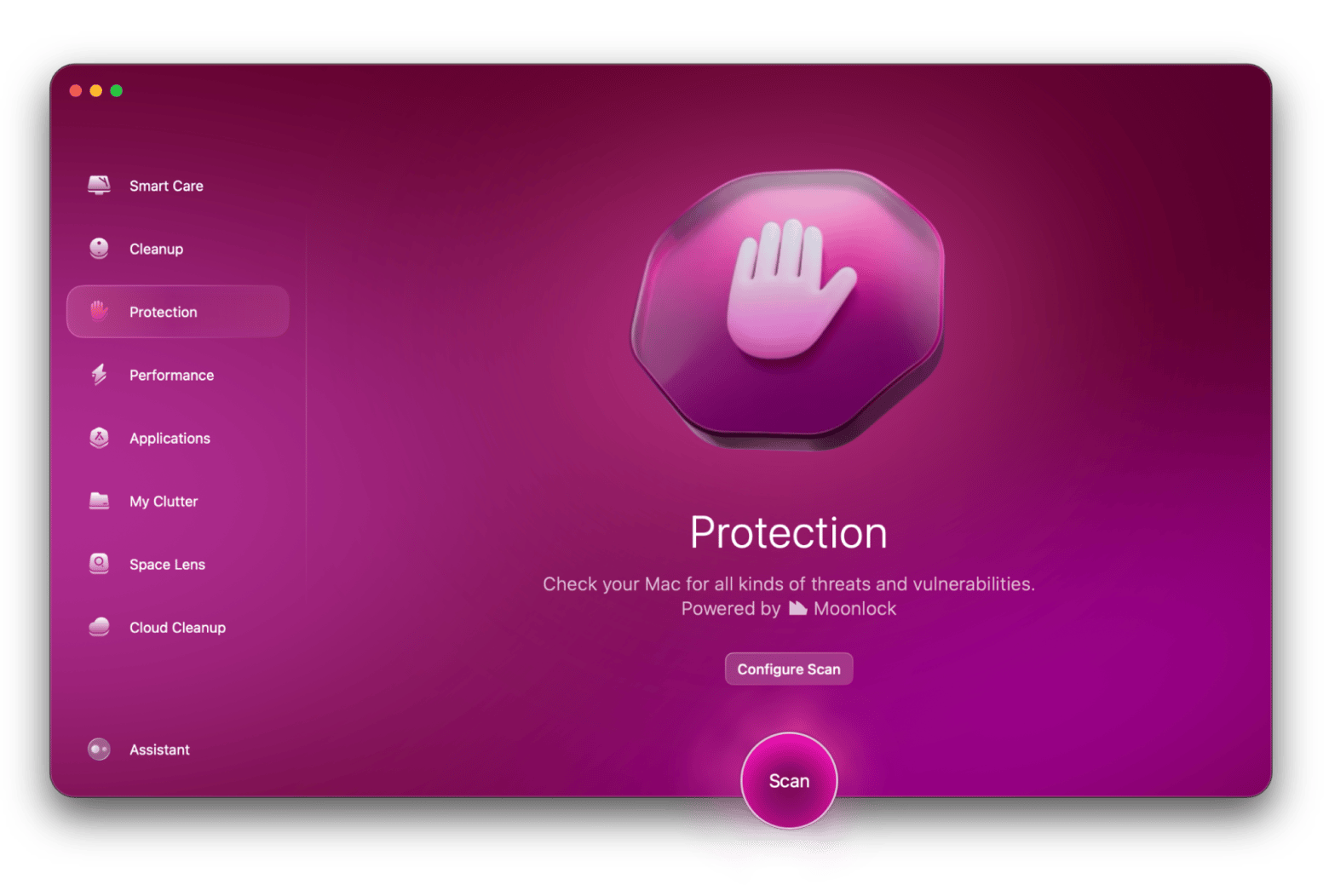 The Protection feature of CleanMyMac, a Mac optimization app that is available on Setapp