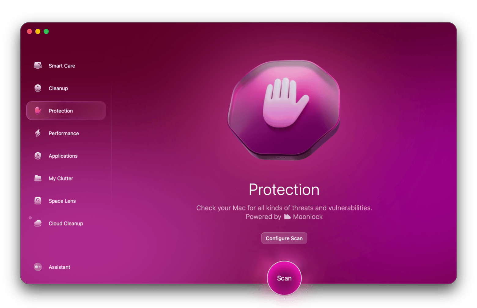 Title: The Protection module of CleanMyMac, a Mac optimization app that is available on Setapp.