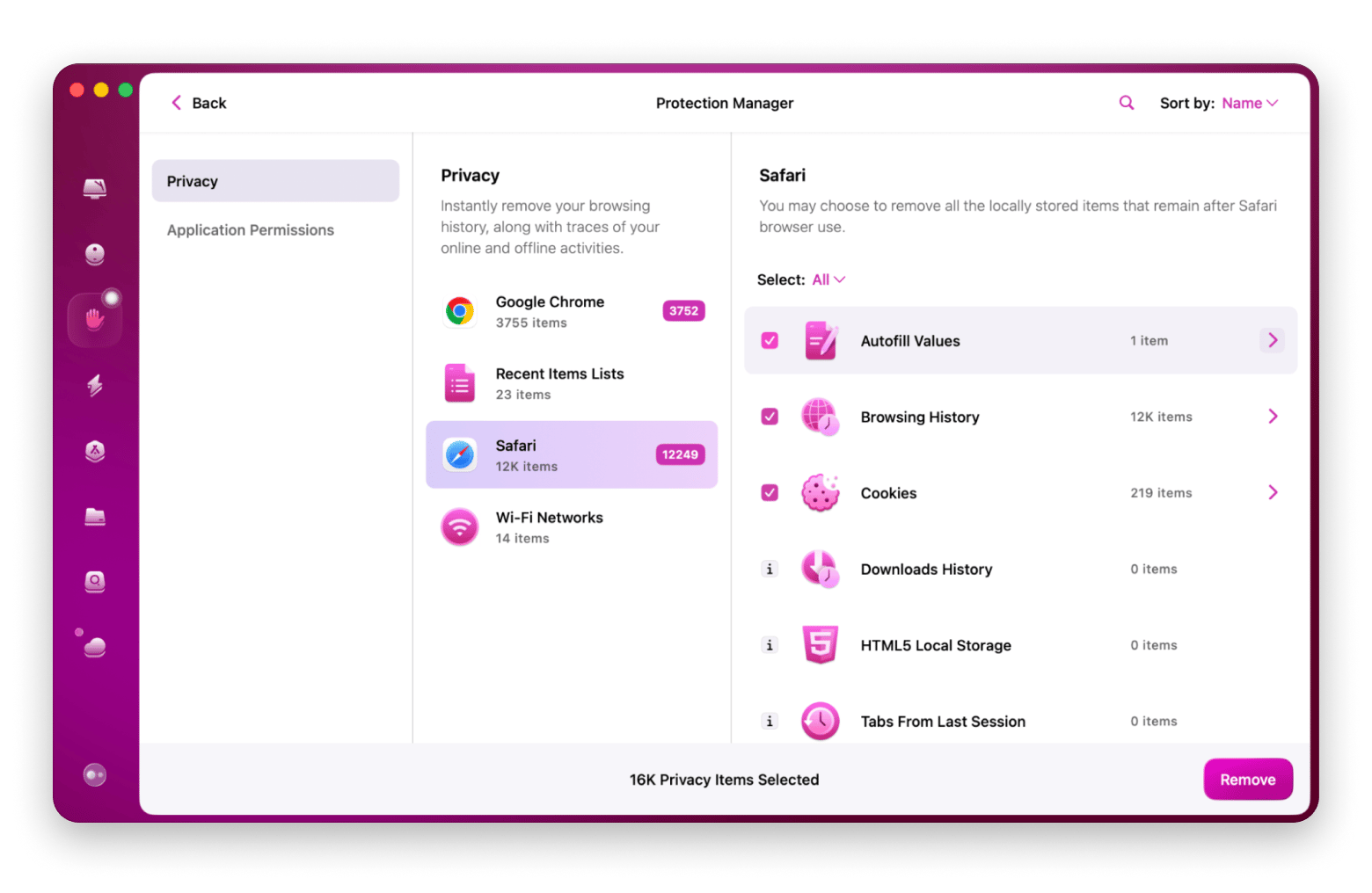 The Privacy column of CleanMyMac, a Mac optimization tool that is available on Setapp.