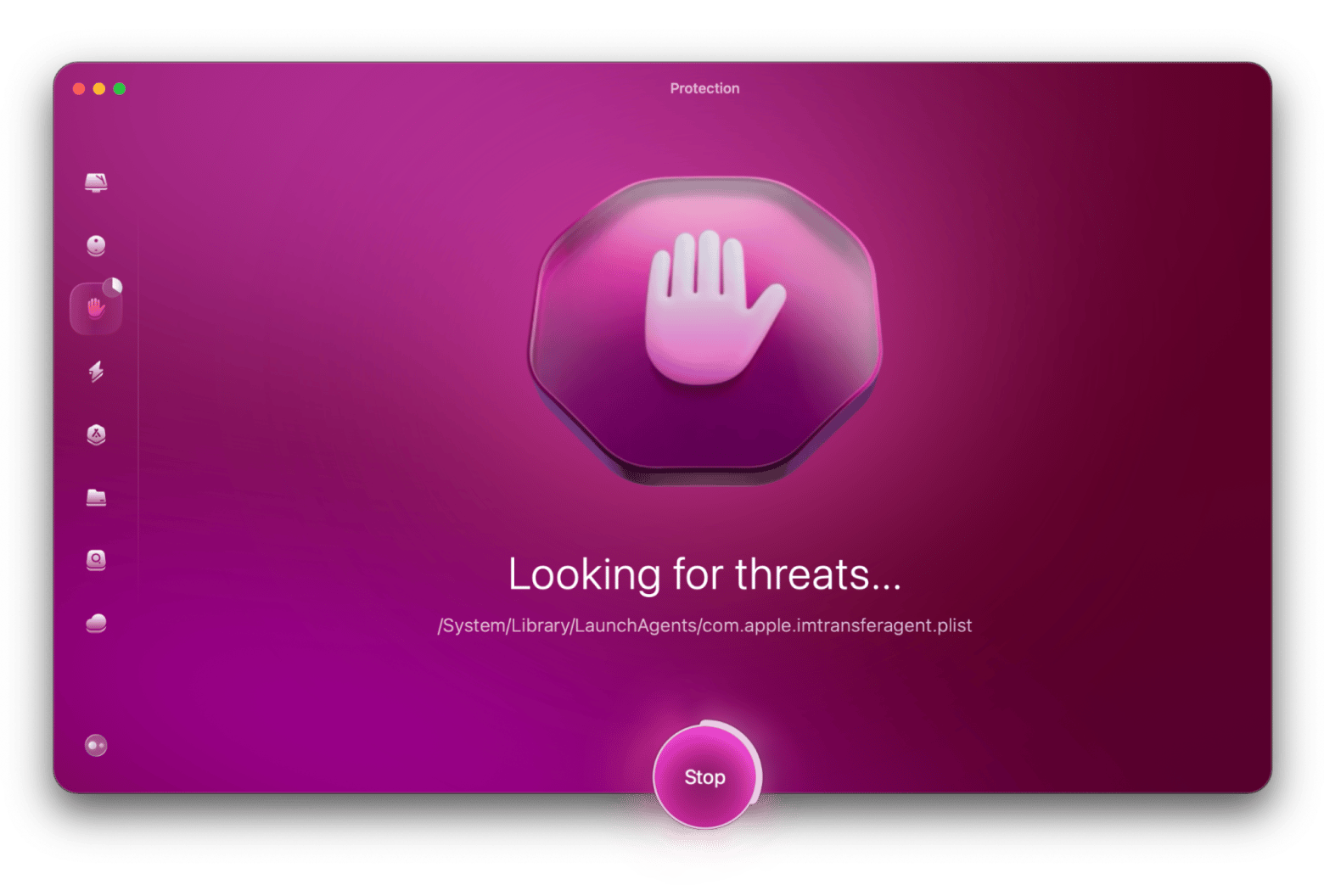 The Protection tab scan on CleanMyMac, a Mac optimization tool that is available on Setapp
