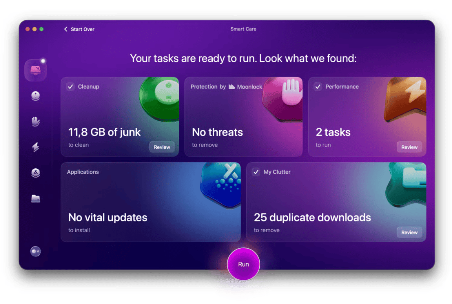 The interface of CleanMyMac, a Mac cleaner and maintenance software available on Setapp