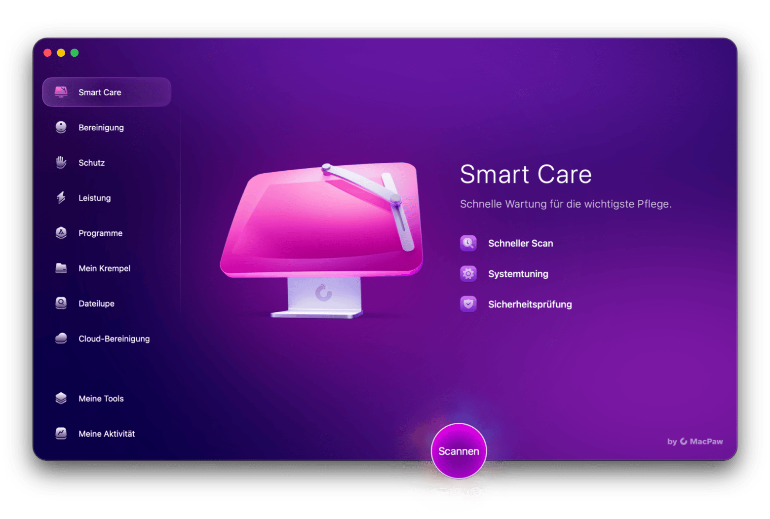 Der Smart-Care-Scan in CleanMyMac, einer Mac-Pflege-App, die auf Setapp verfügbar ist