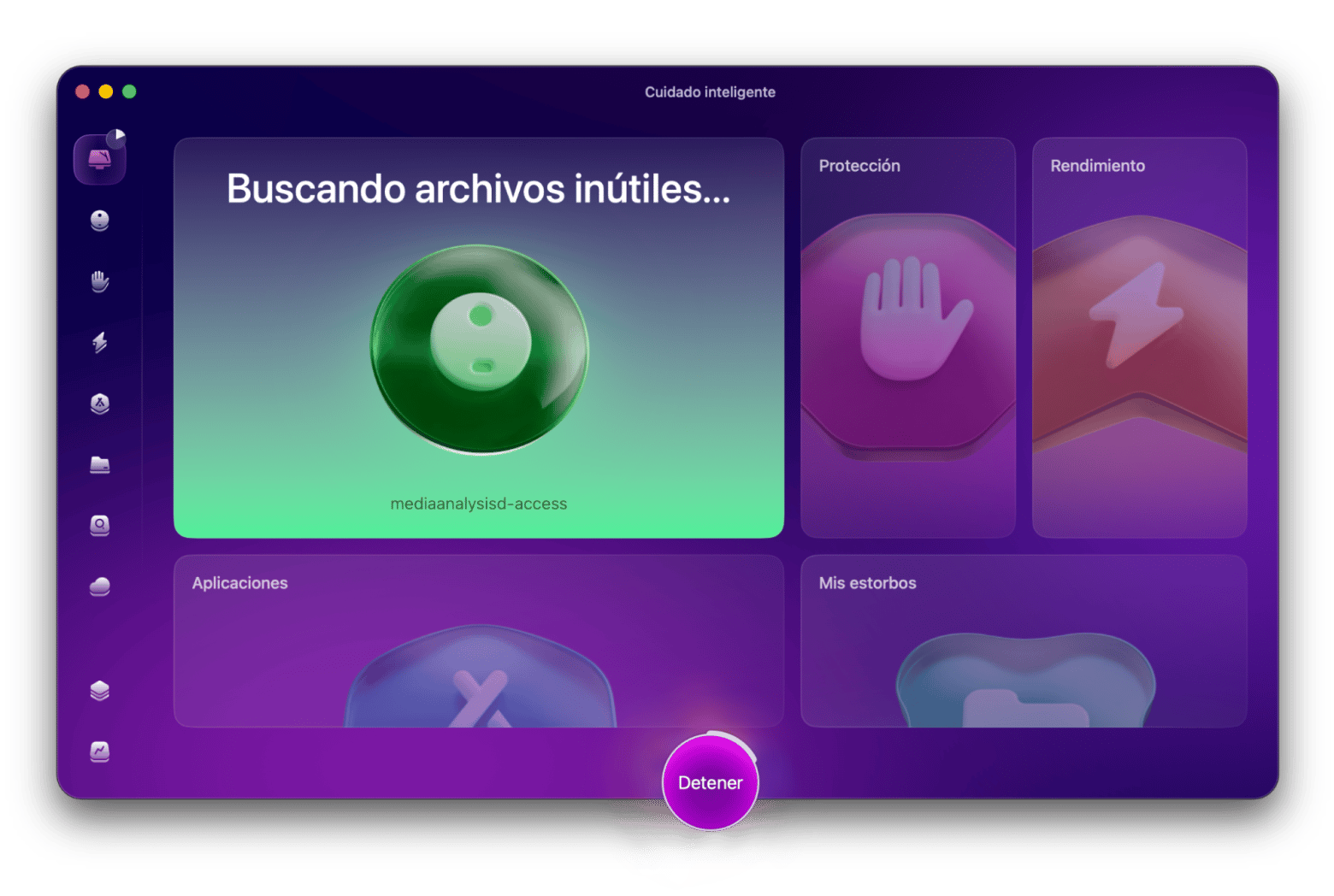 Panel principal de CleanMyMac, app de limpieza para Mac disponible en Setapp Panel principal de CleanMyMac, app de limpieza para Mac disponible en Setapp