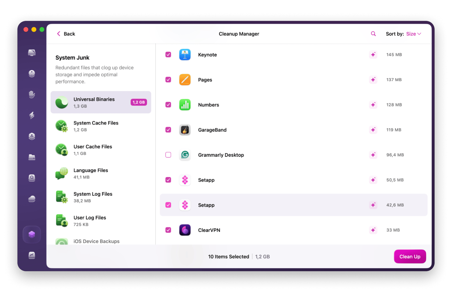 The interface of CleanMyMac, an all-in-one Mac cleaning app available on Setapp