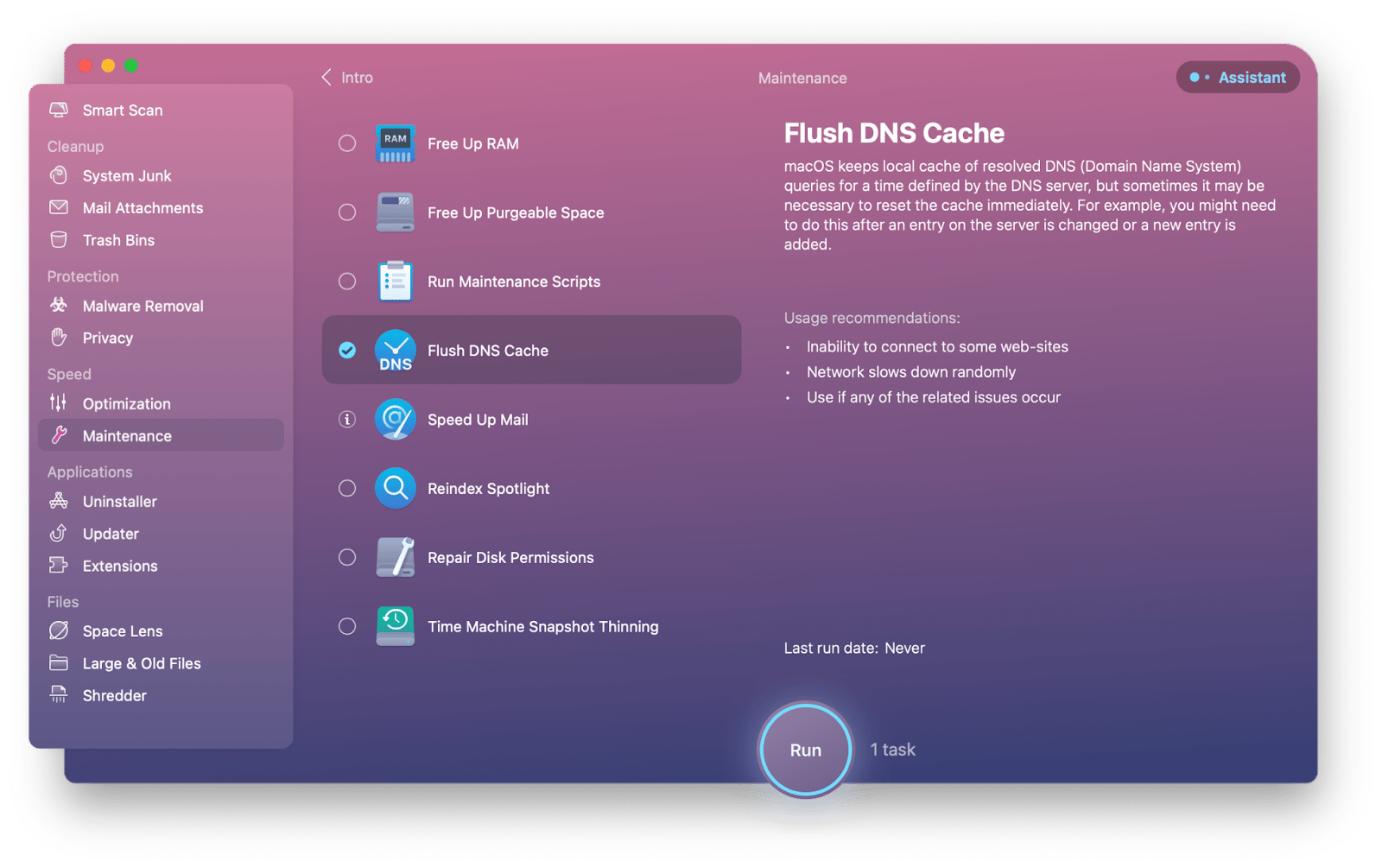 flush DNS cache using CleanMyMac X