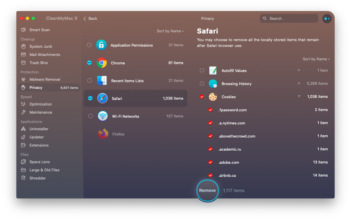 remove tracking cookies with CleanMyMac X