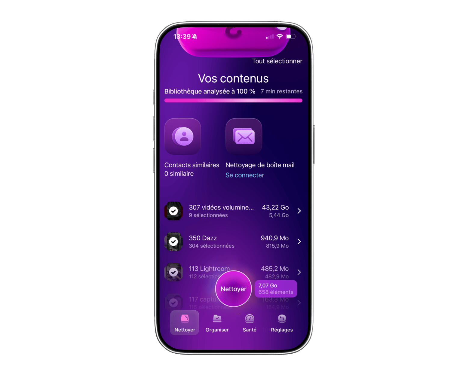 Interface de CleanMy®Phone détectant les photos en double et similaires sur iPhone, disponible dans Setapp
