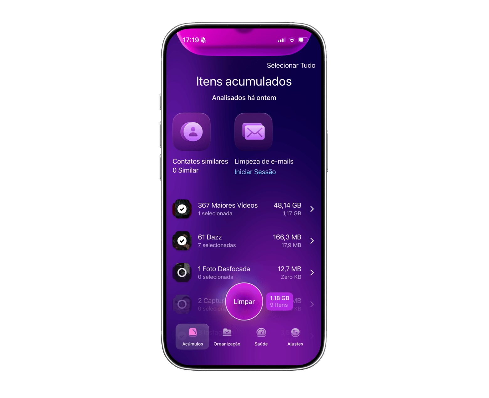 Interface do CleanMy®Phone, app de limpeza para iPhone disponível no Setapp