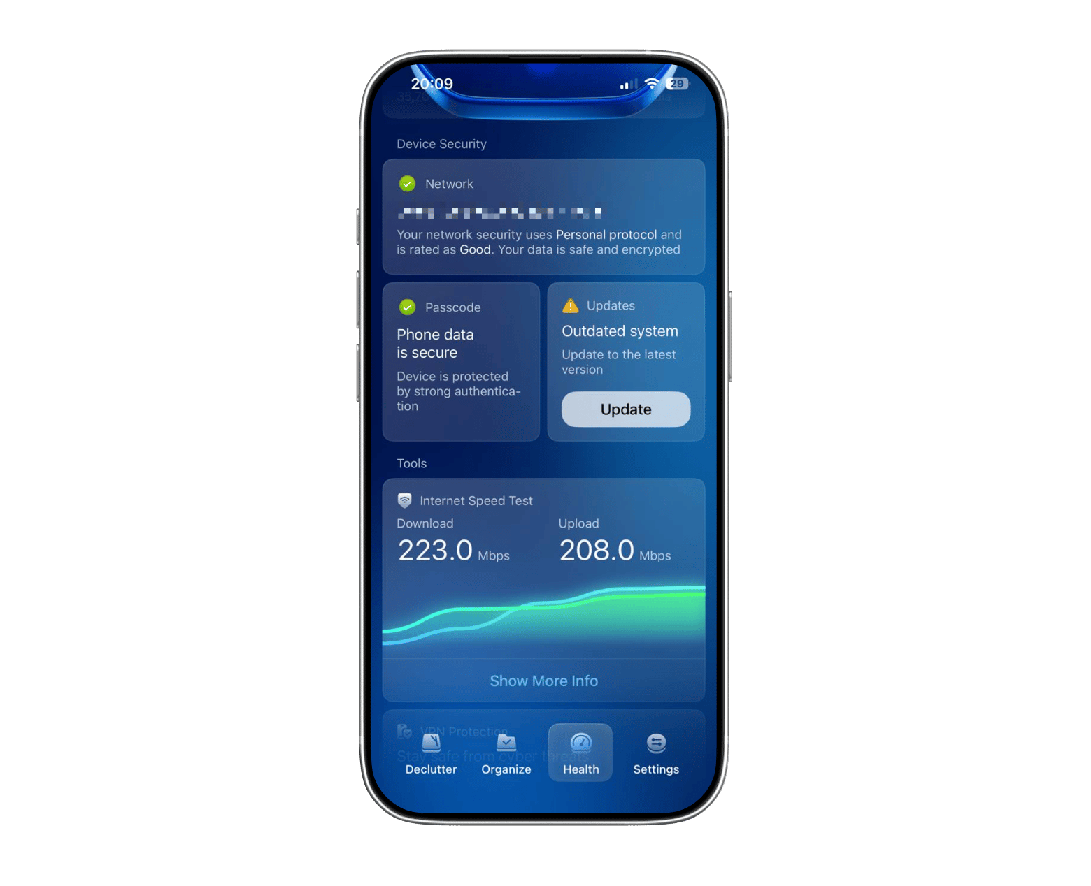 The phone health scan results in CleanMy®Phone, an iPhone cleaner available on Setapp