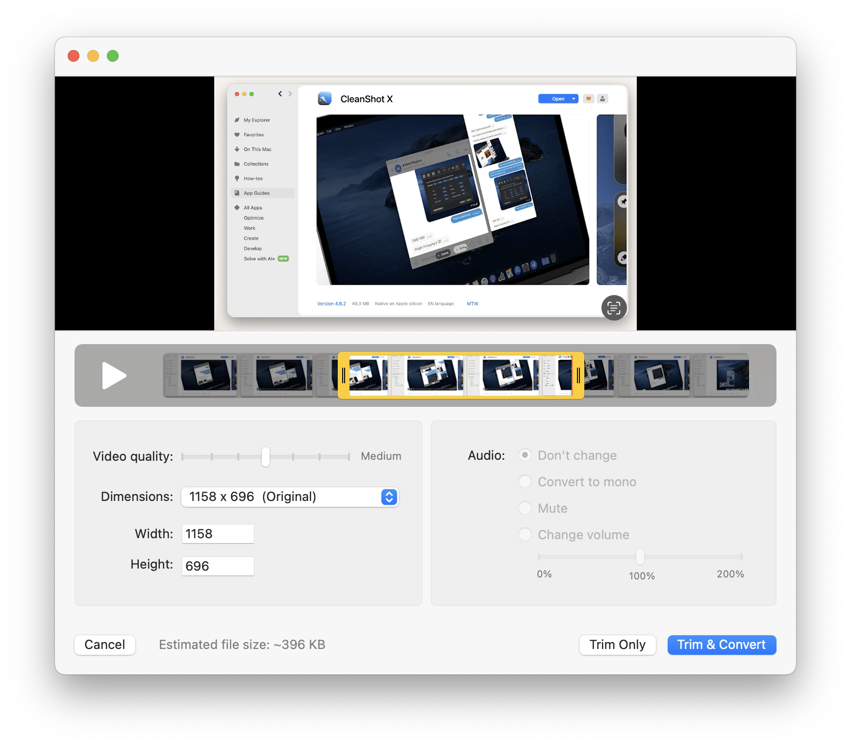 edit videos in CleanShot X