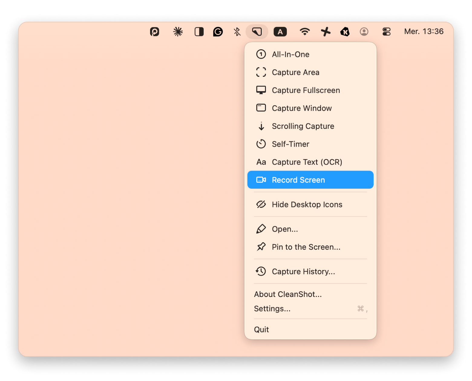 CleanShot X en cours d'enregistrement d'écran avec le mode Ne pas déranger activé et le curseur masqué sur Mac, disponible sur Setapp
