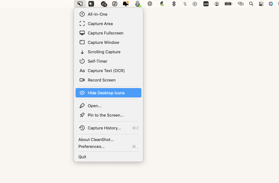 CleanShot X - Hide desktop items