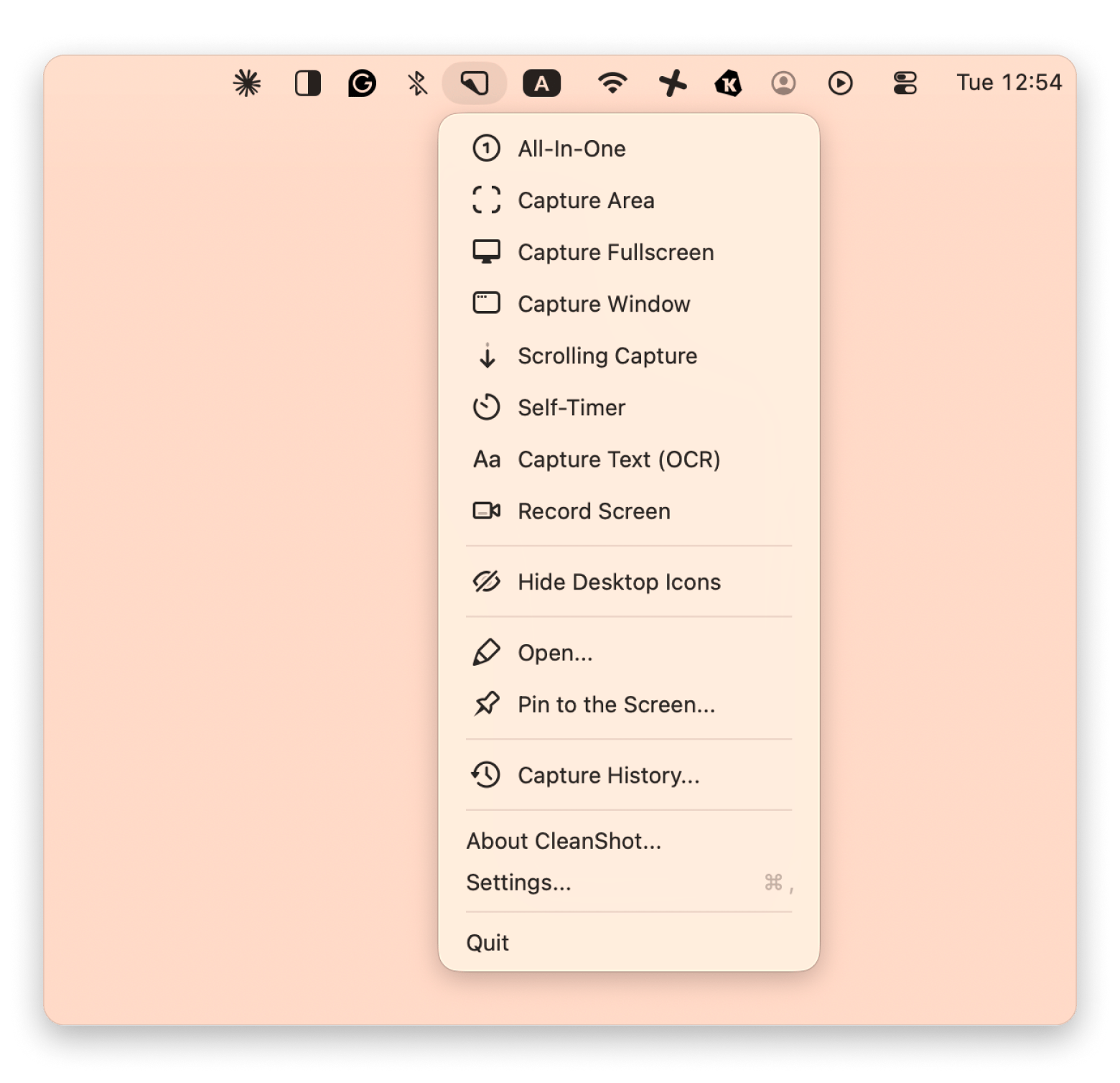 The interface of CleanShot X, a screenshot and screen recording app that is available on Setapp