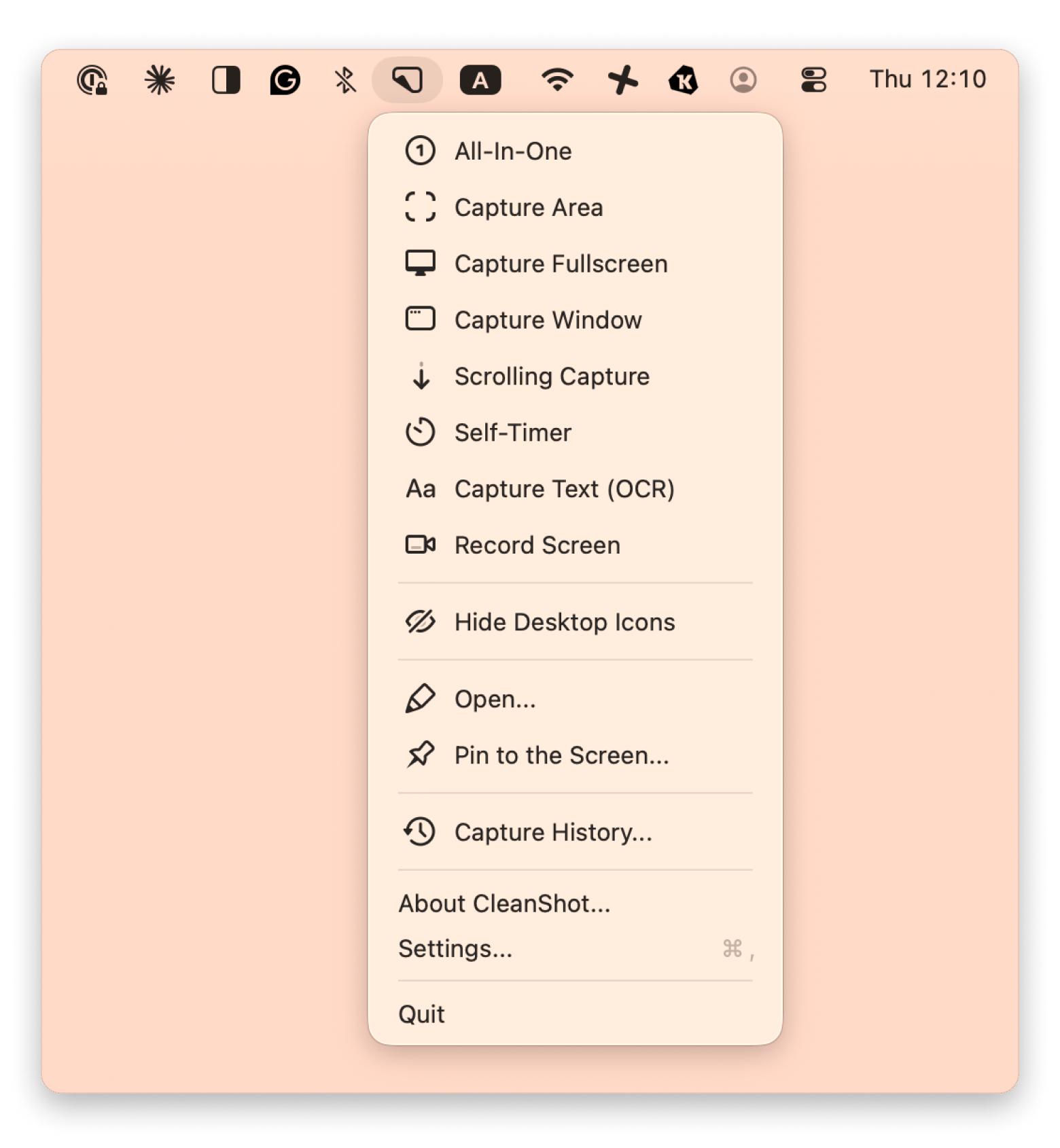 The screen recording menu in CleanShot X, a screenshot and recording app available on Setapp