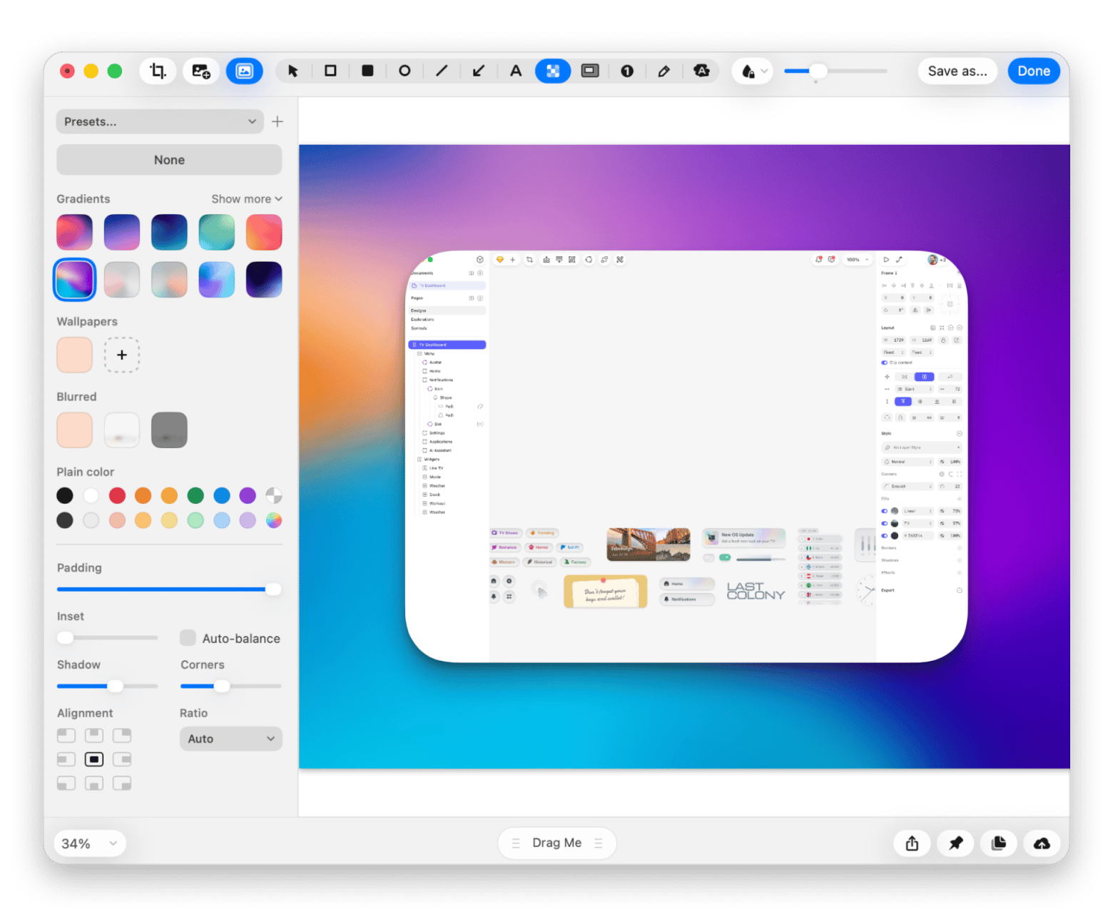 The screenshot capture interface of CleanShot X, a screen capture app available on Setap