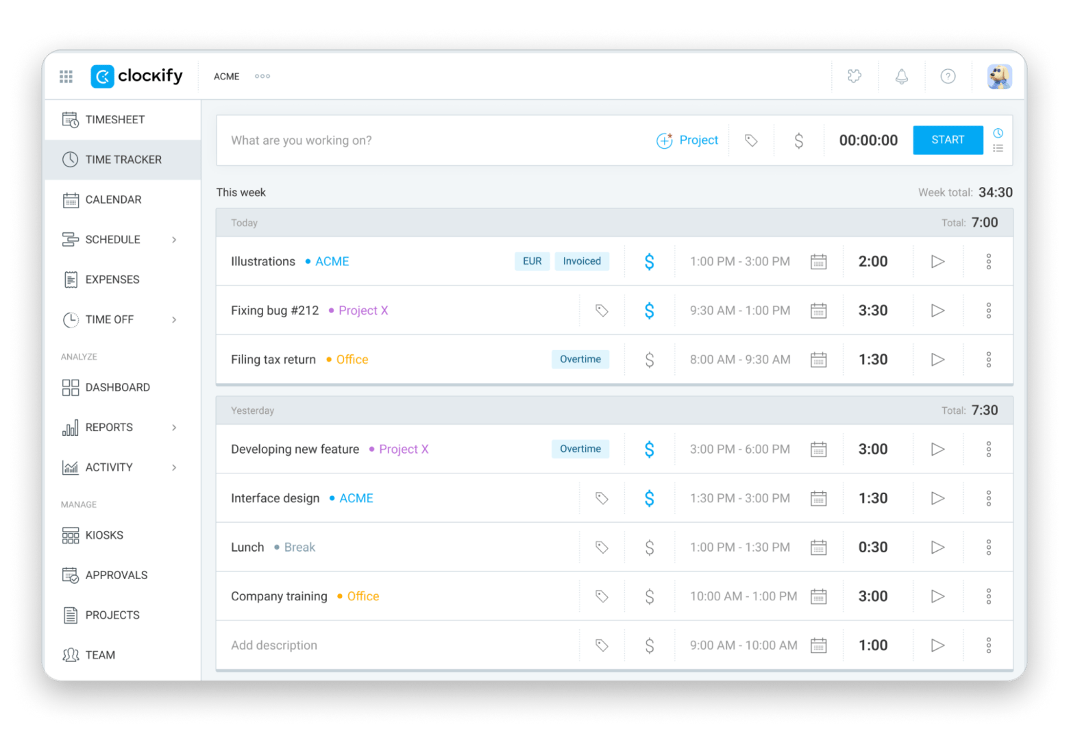 Clockify is one of the best productivity apps for Mac for time management