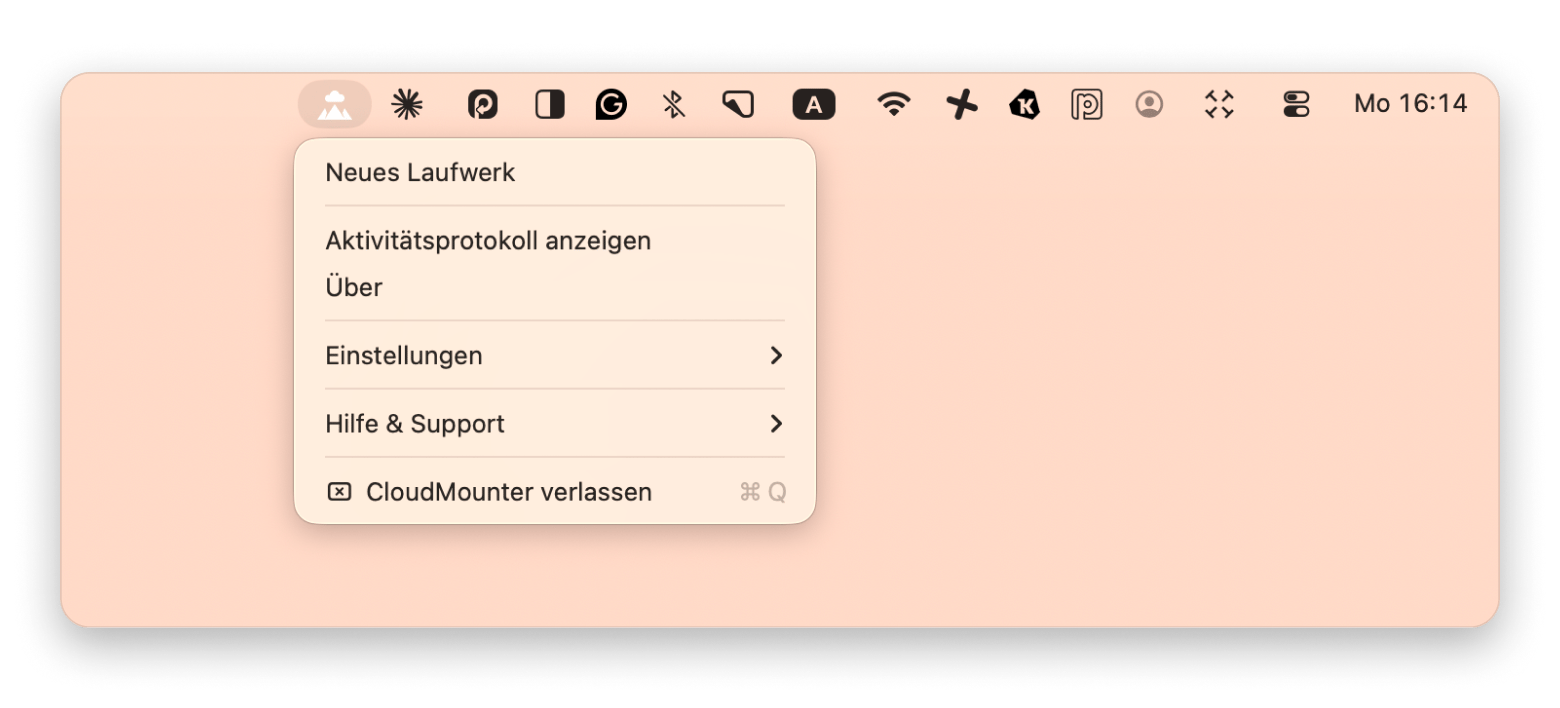 Oberfläche von CloudMounter beim Einbinden von Google Drive und Dropbox im Finder des Macs, verfügbar in Setapp