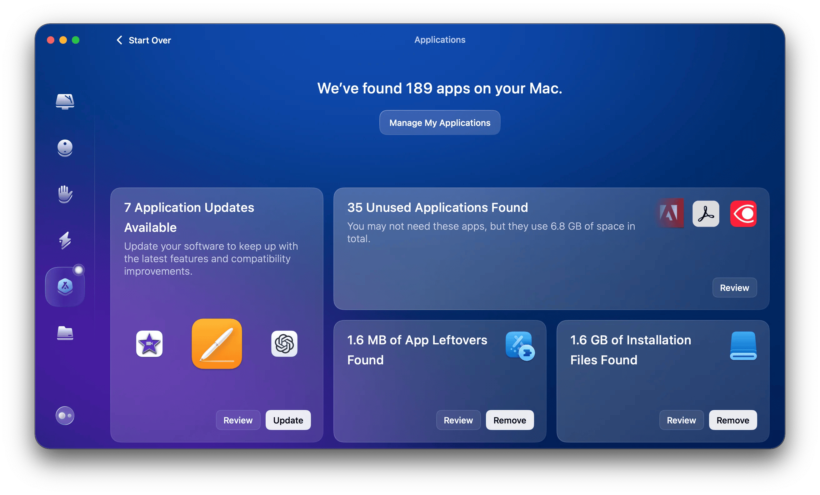 CleanMyMac Applications Manager