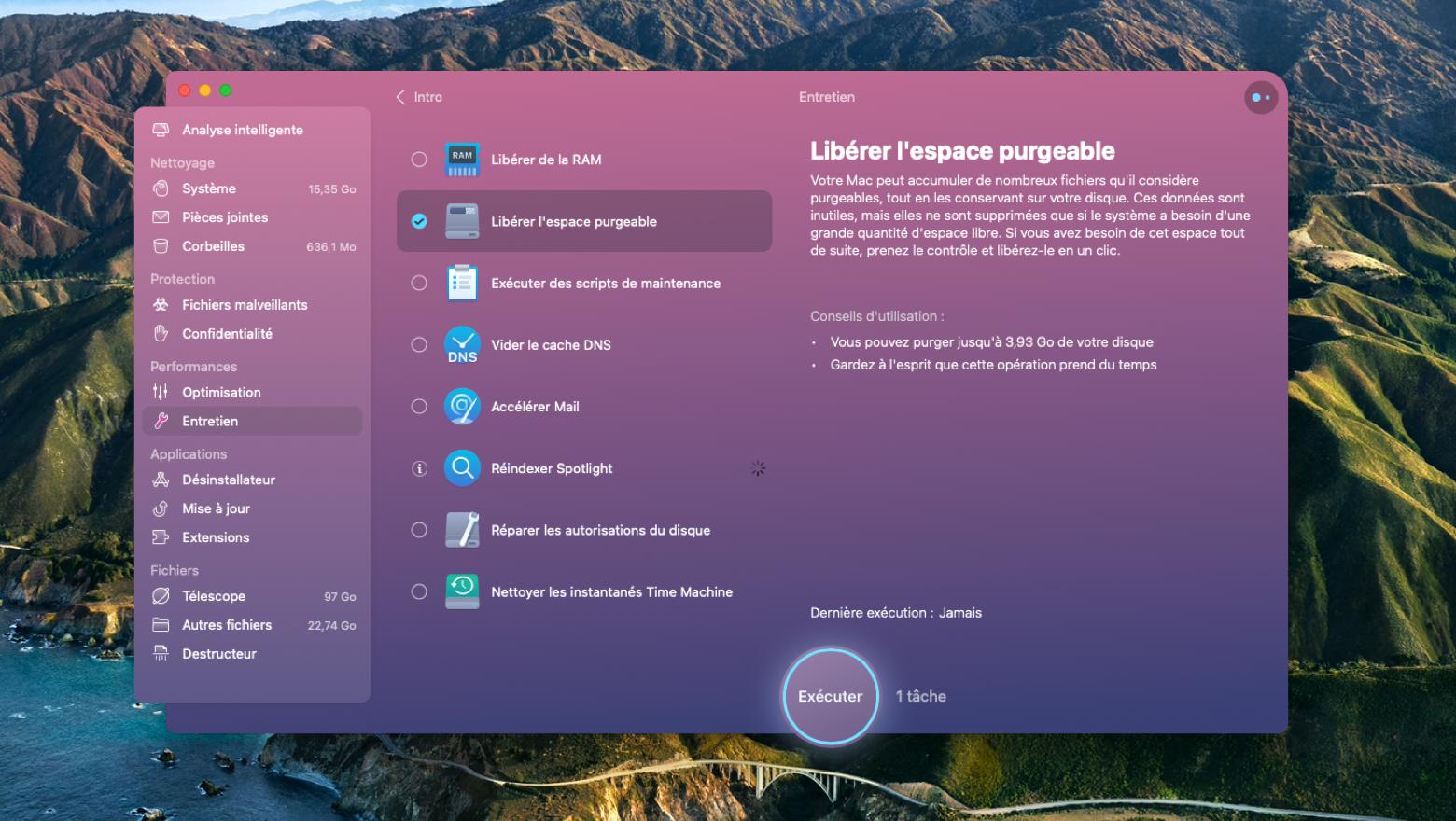 Nettoyer l'espace purgeable dans CleanMyMac X