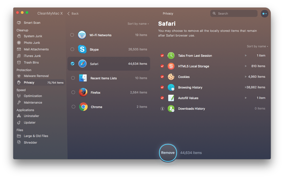 cleanmymac safari clean
