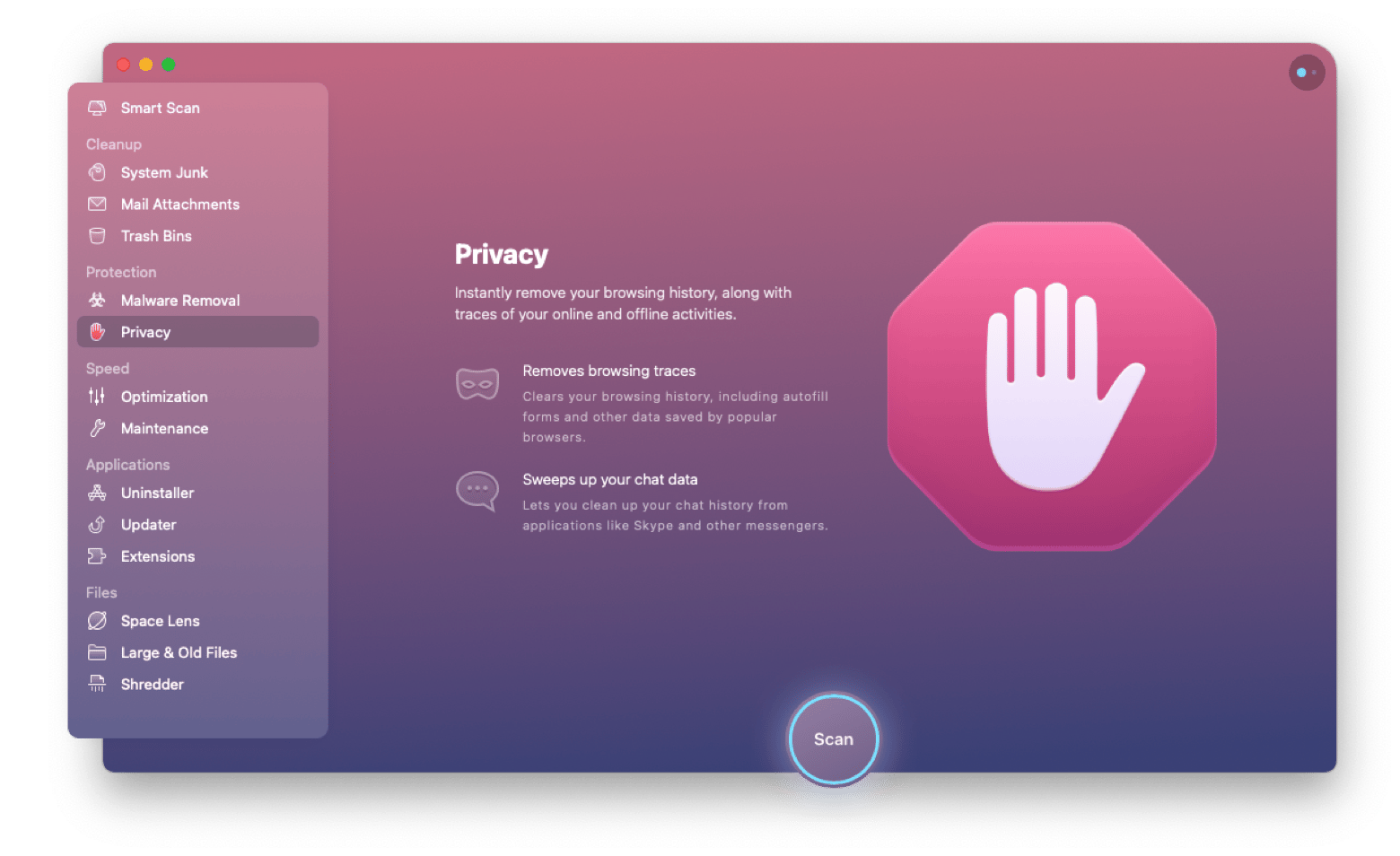 CleanMyMac X Privacy scan