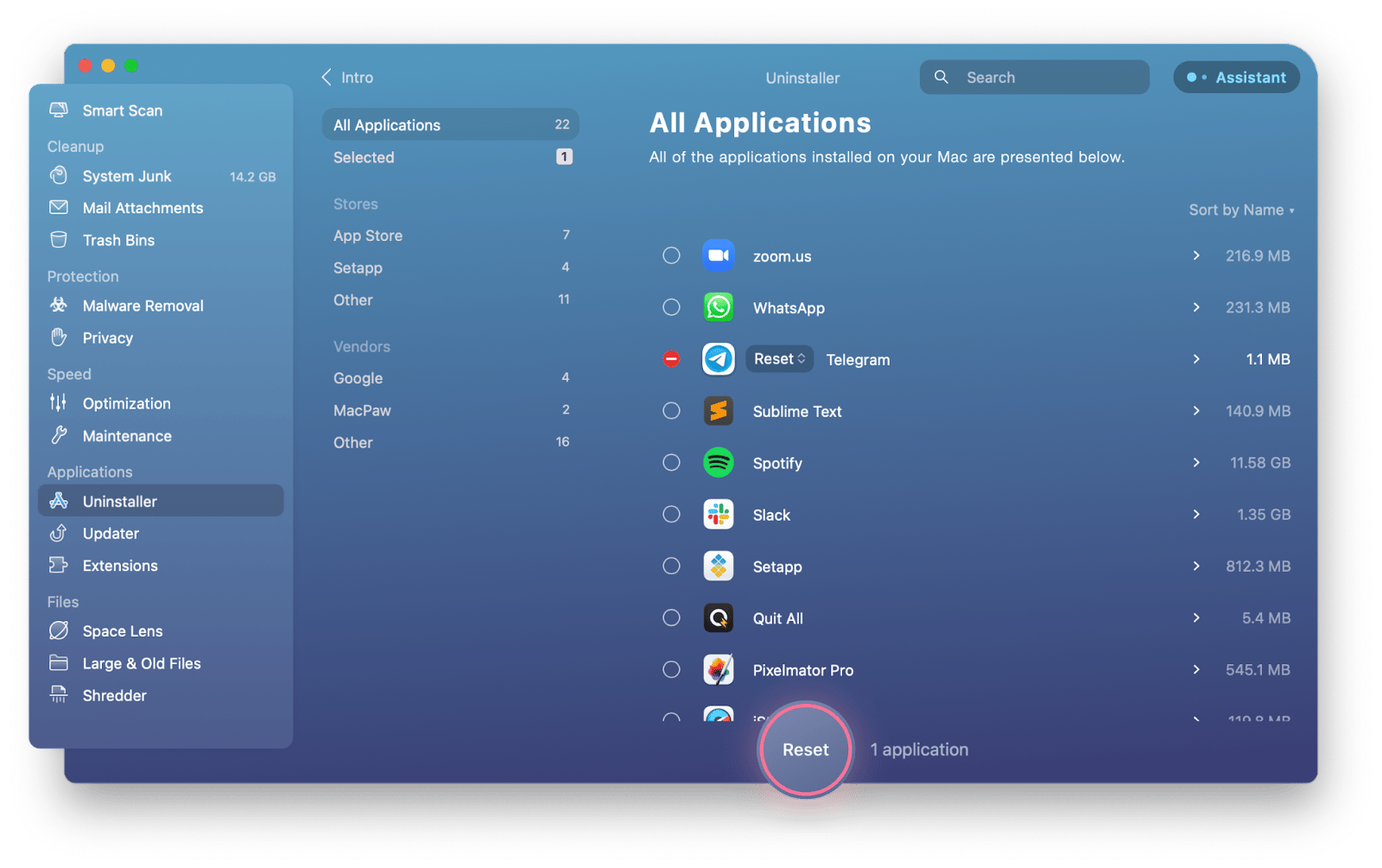 Reset an app with CleanMyMac X