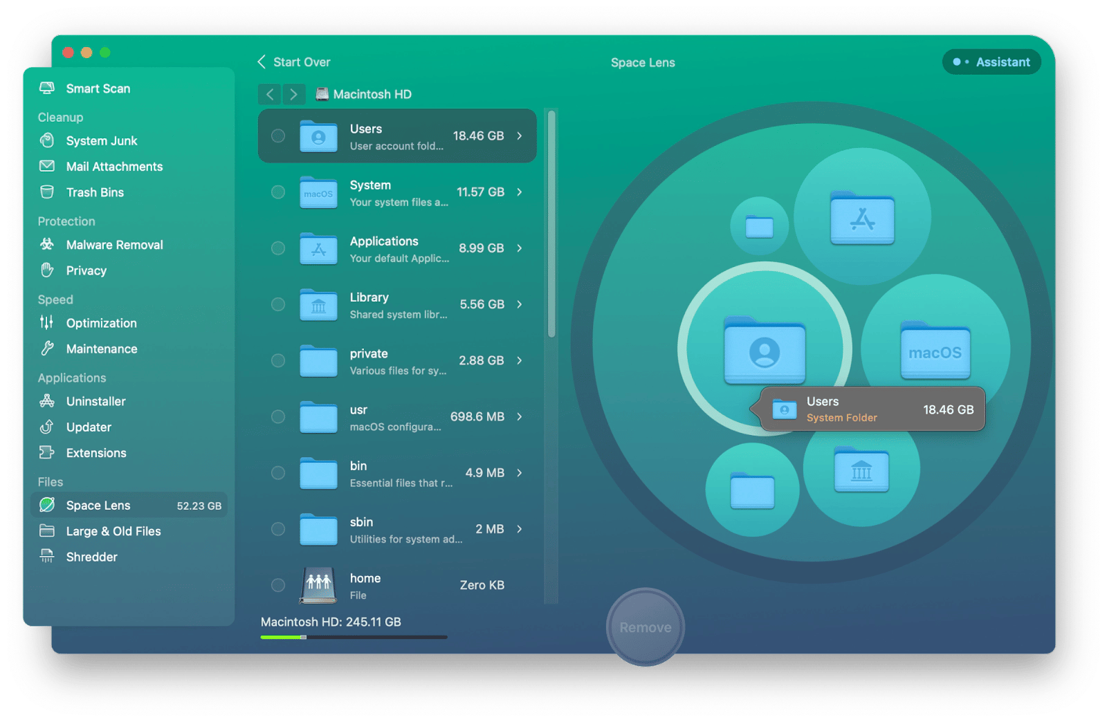 find files with Space Lens module