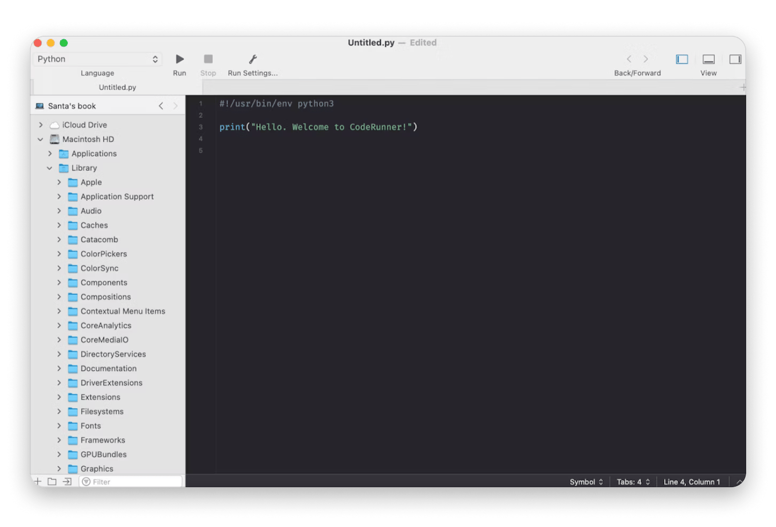 Die Oberfläche von CodeRunner, einem Code-Editor und IDE für Mac, verfügbar auf Setapp