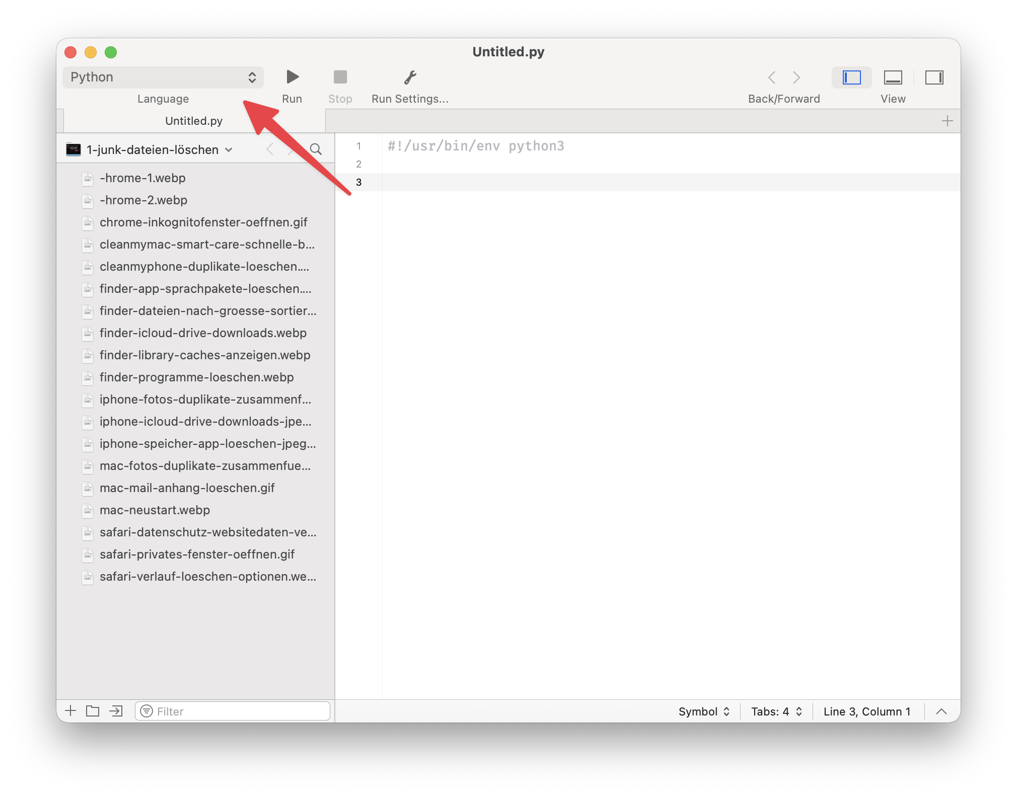 The Python language settings in CodeRunner, a code editing app that is availableon Setapp.