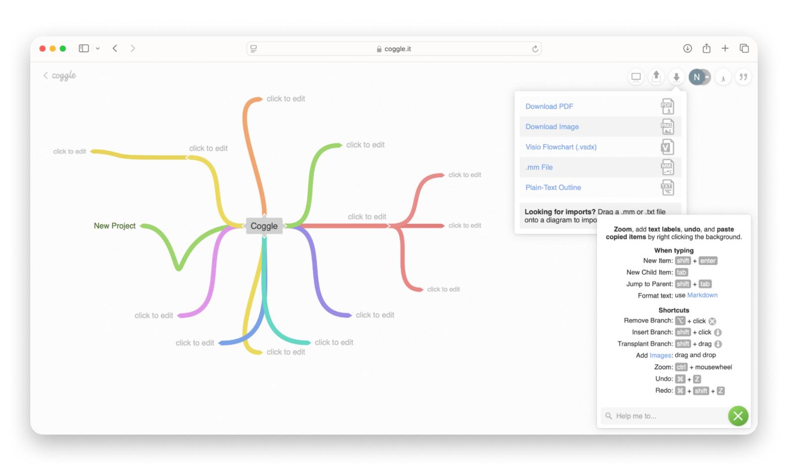 Coggle for making flowcharts on Mac