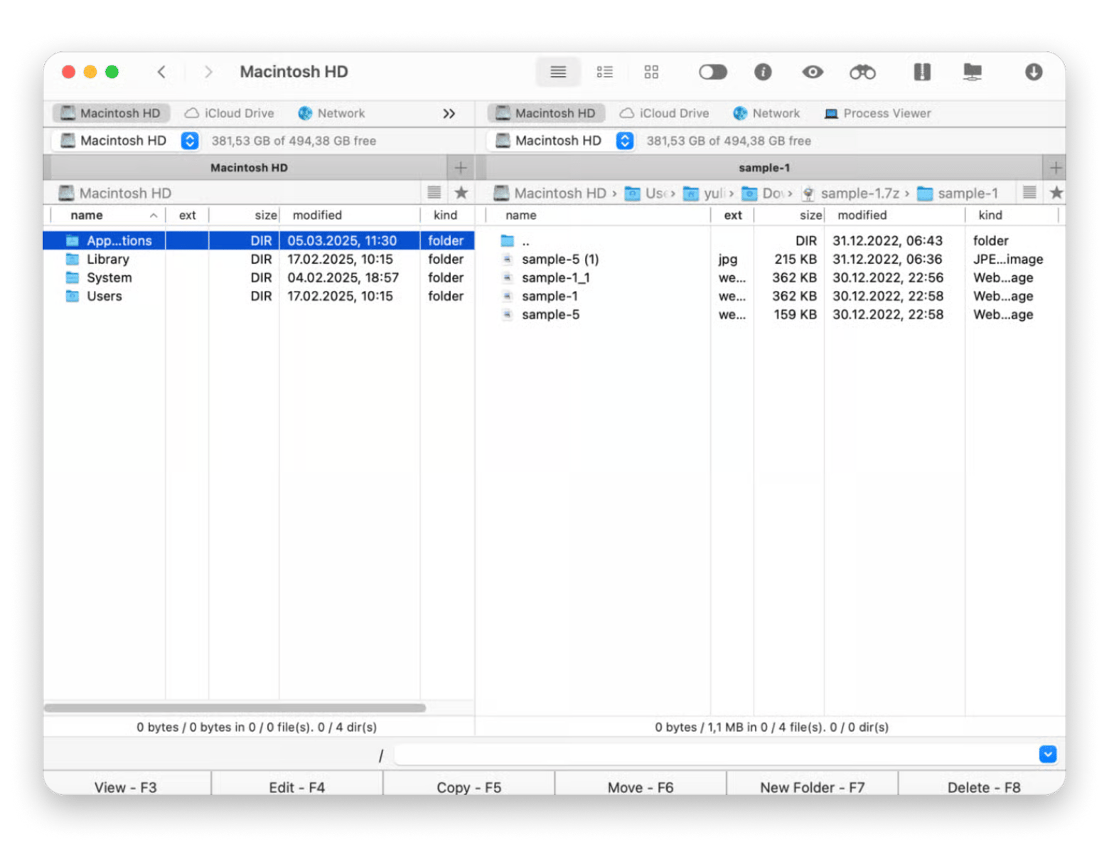 The interface of Commander One, a file manager available on Setapp and Setapp Marketplace