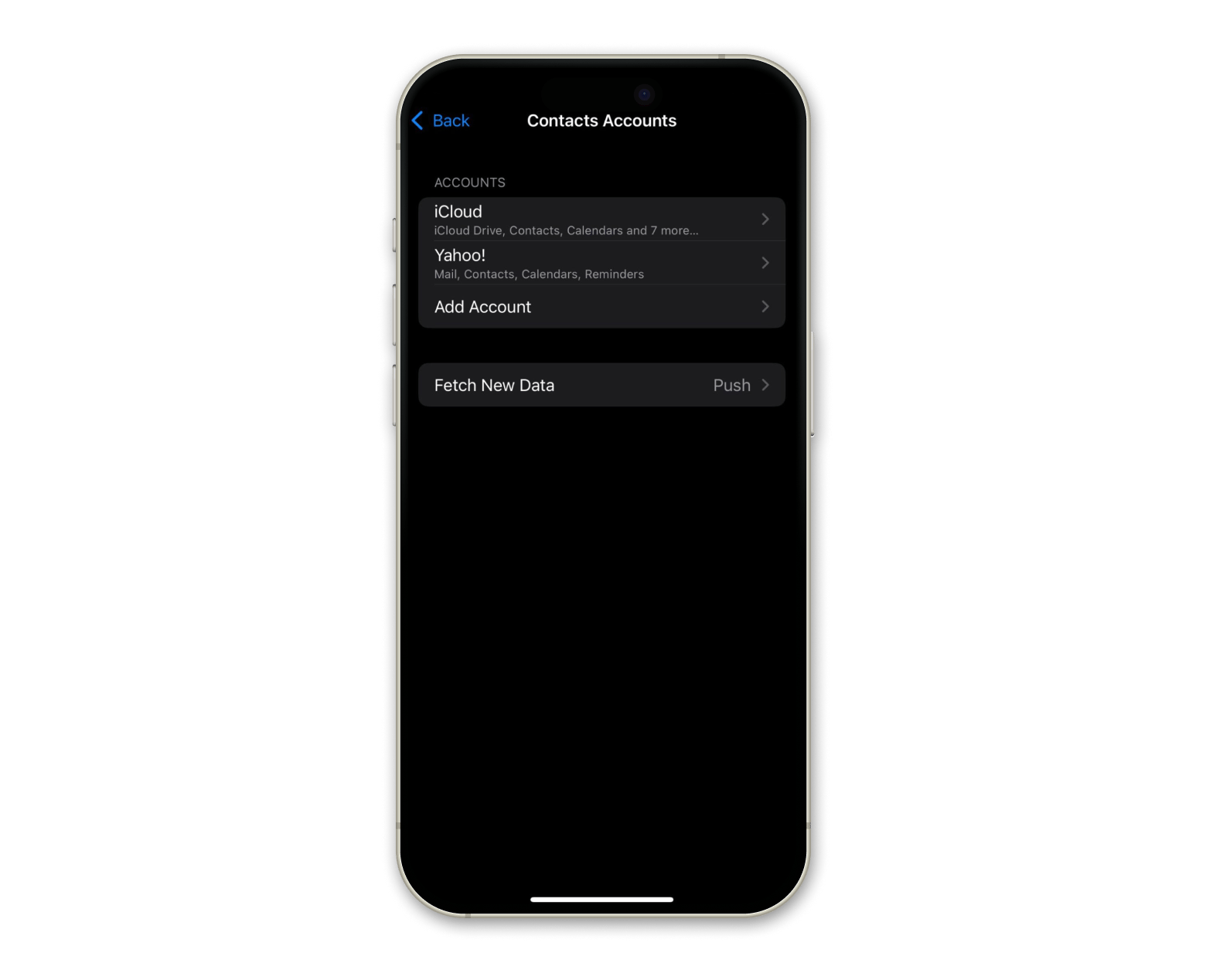 Contacts accounts iPhone