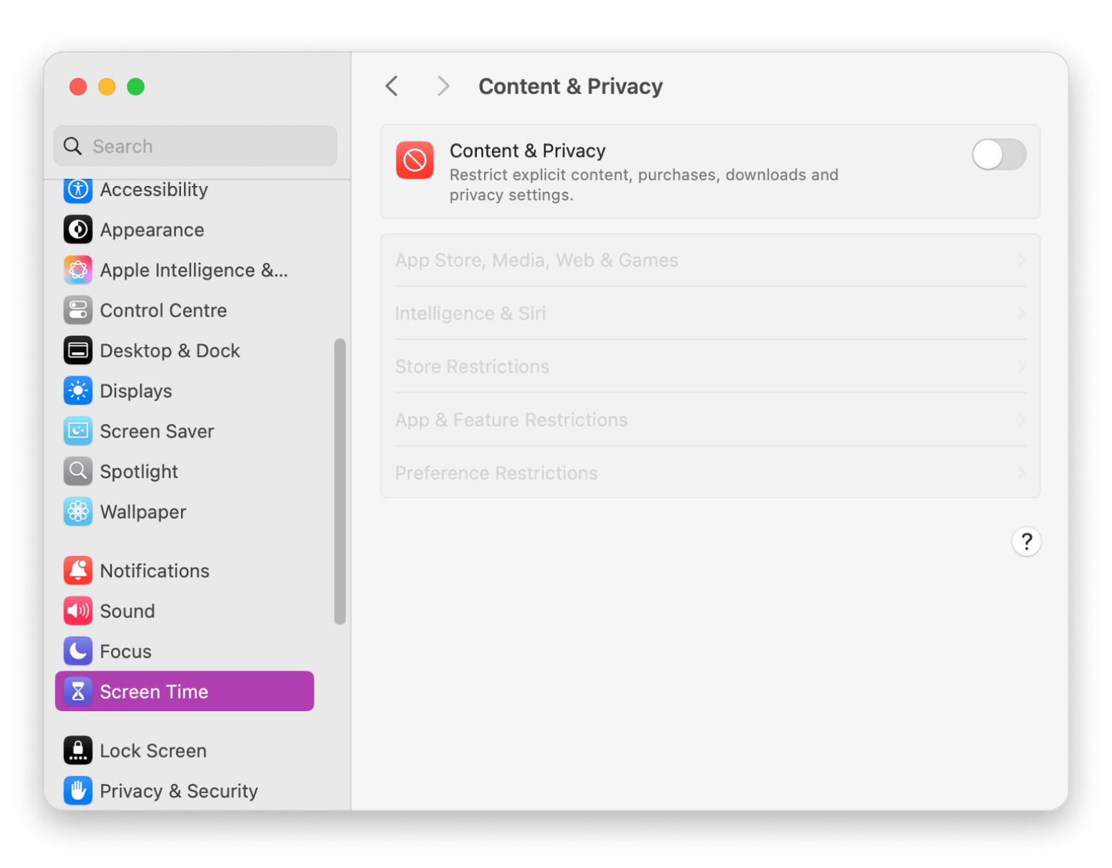 content privacy settings on a Mac content privacy settings on a Mac