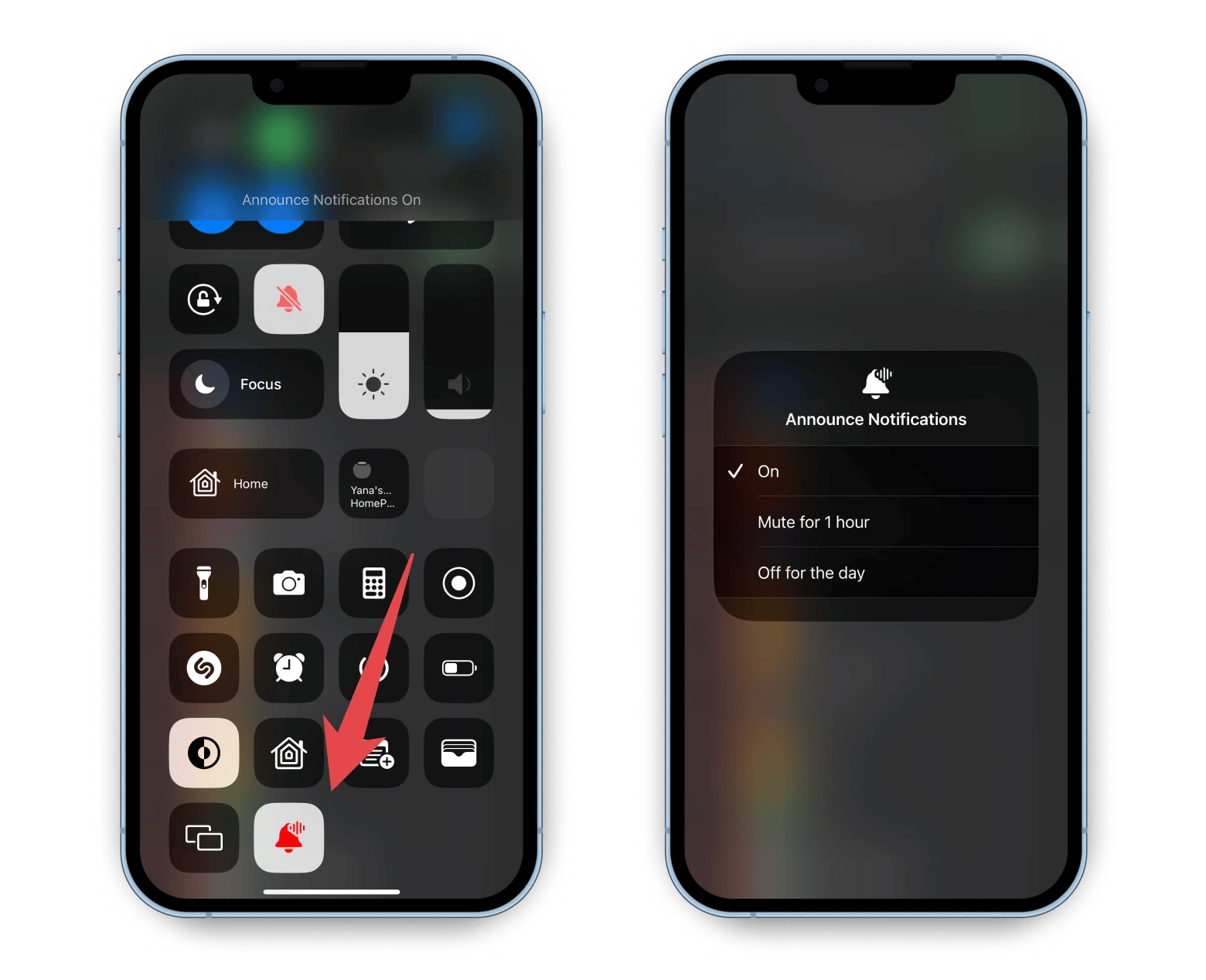 control center announce notifications