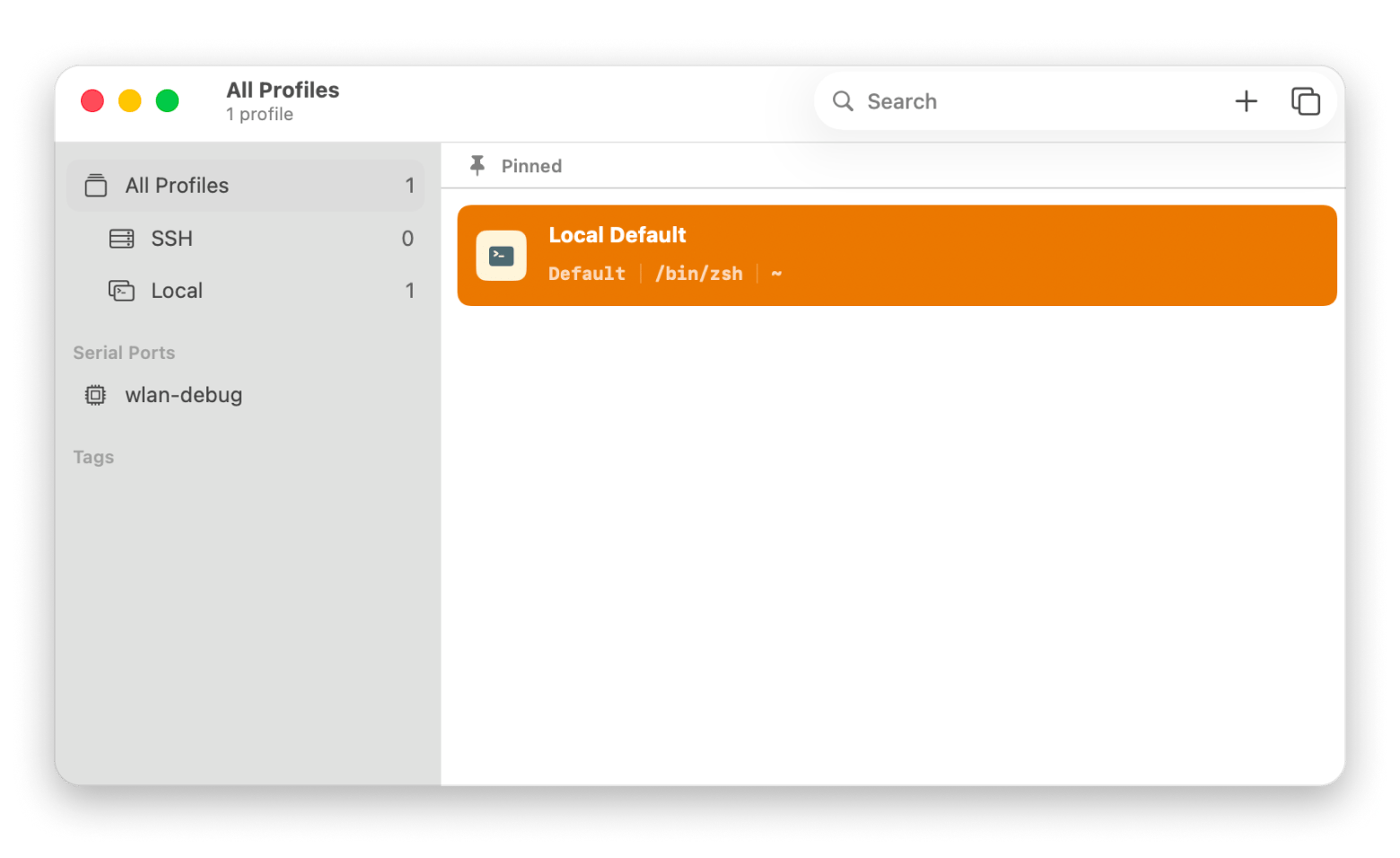 The All Profiles interface in Core Shell, a Terminal client available on Setapp