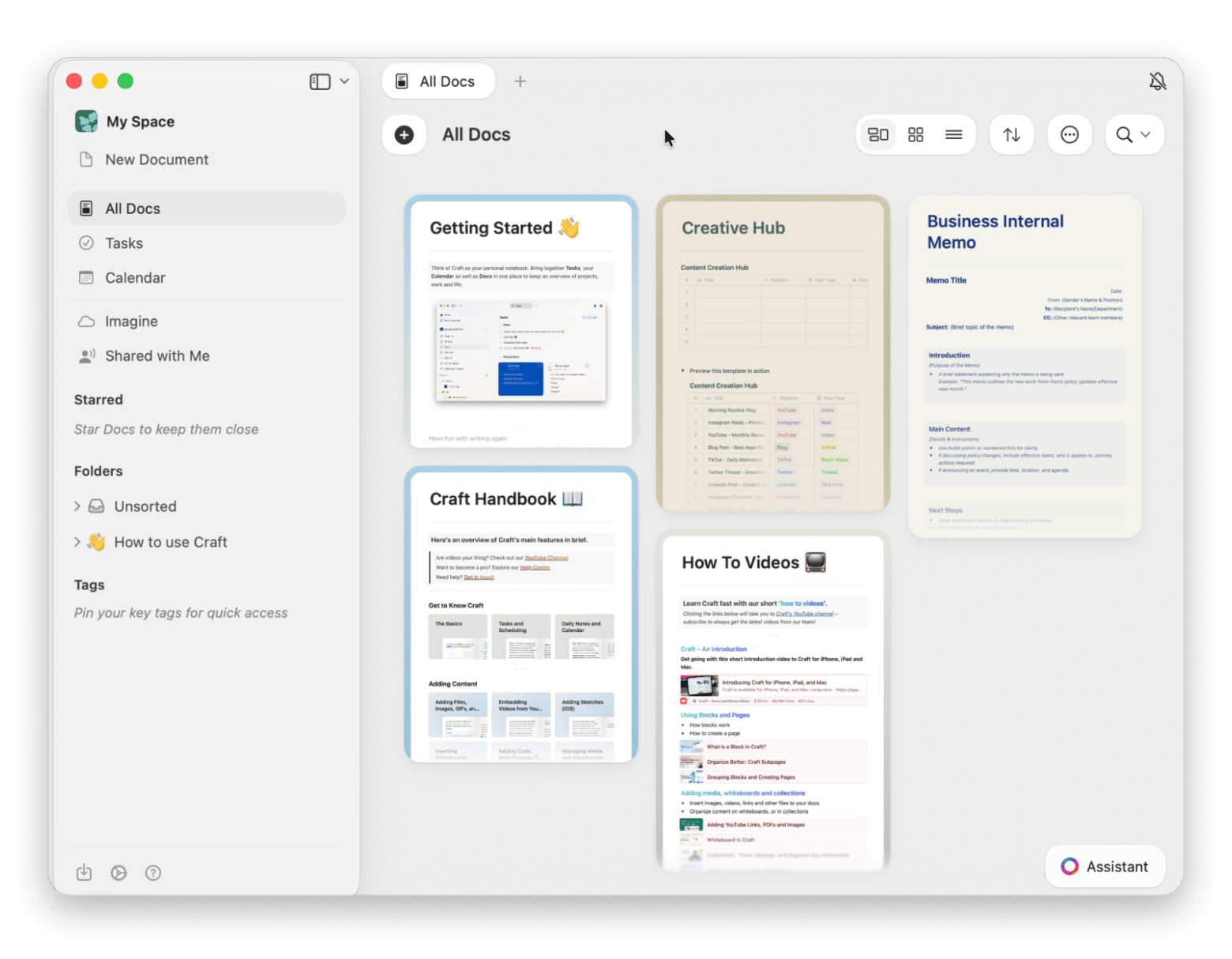 The interface of Craft, a document and notes creation app available on Setapp