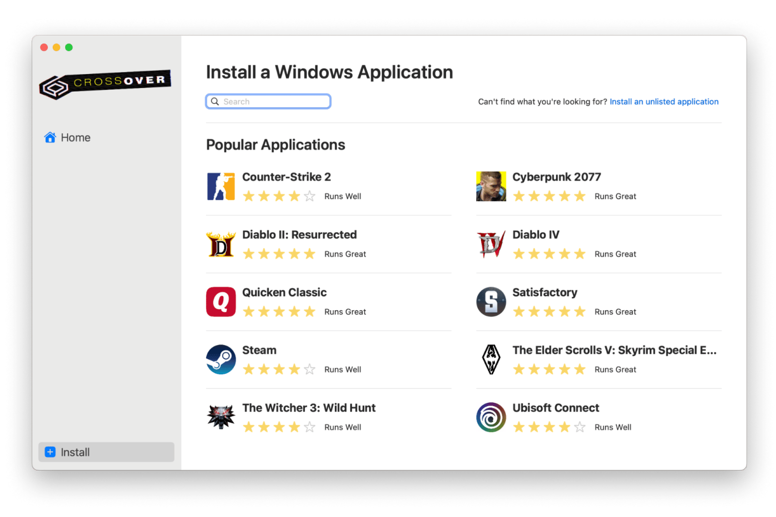 crossover install windows app