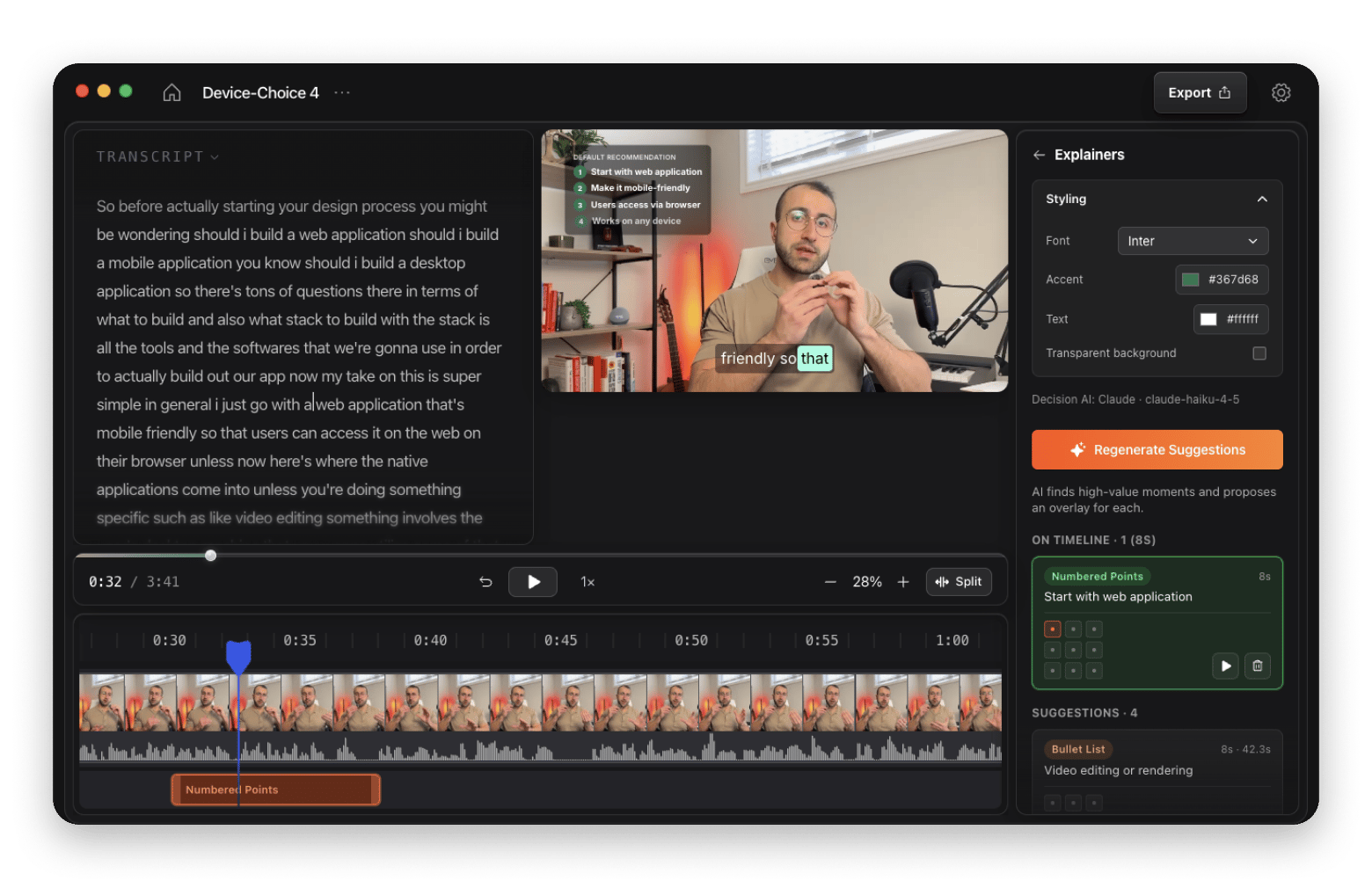 CueClip is an app for recording and auto-editing videos
