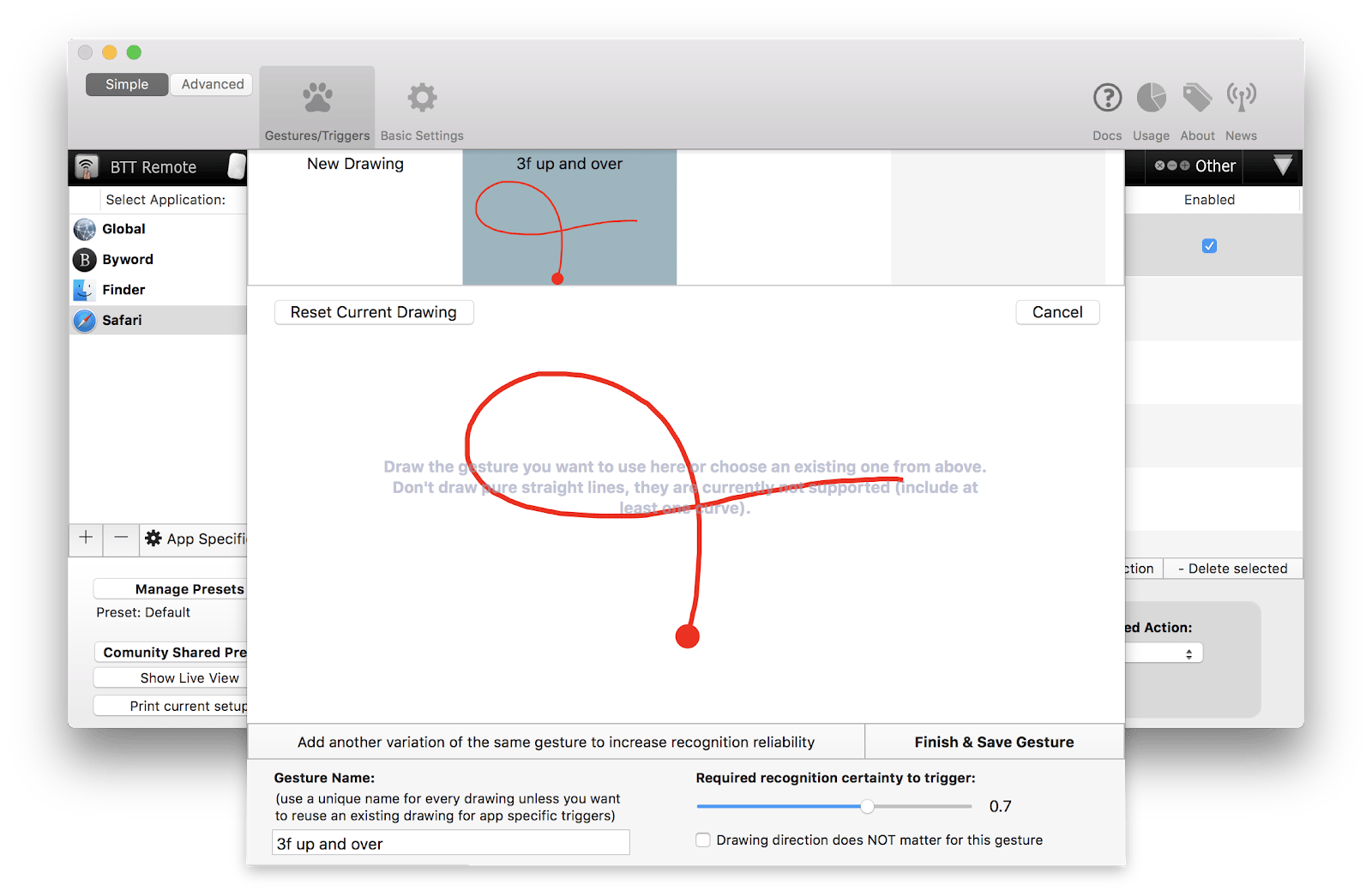 How to use a custom drawing as a gesture