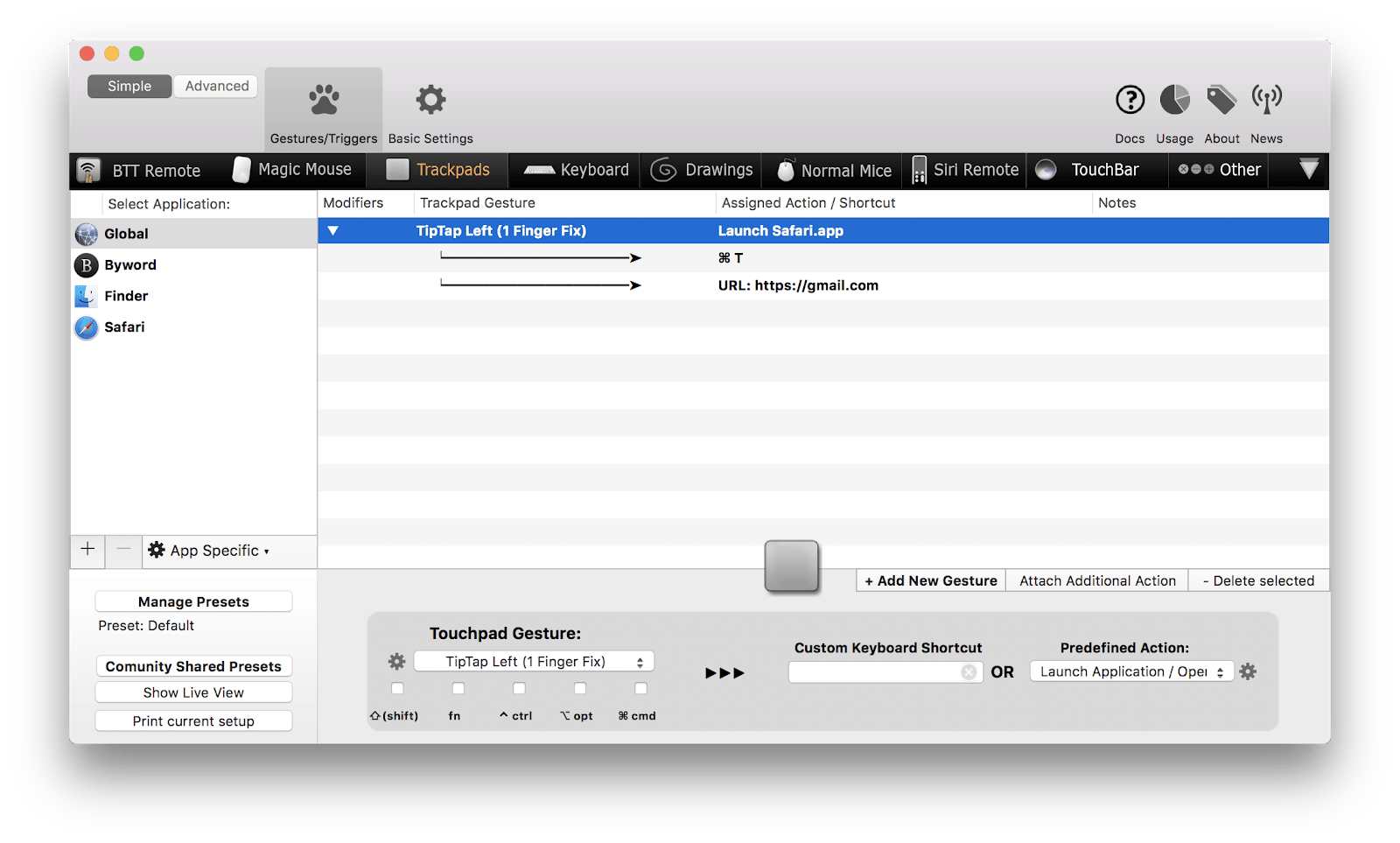 trigger multiple actions with one gesture