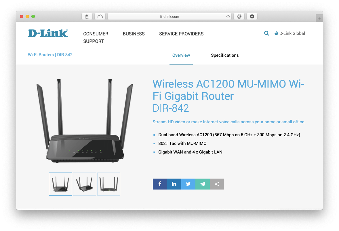 D-Link wireless ac1200 DIR-842 router Mac