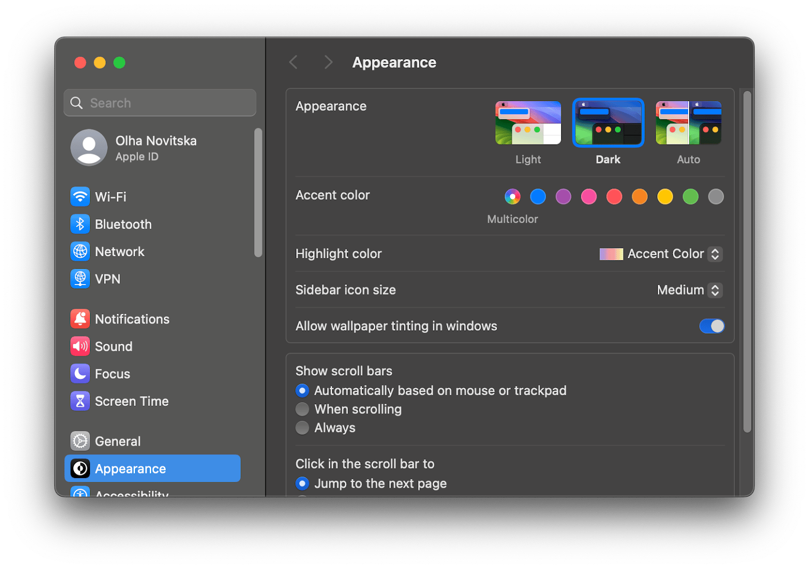 dark mode on macos