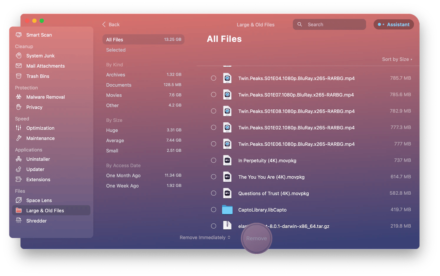 delete large and old files cmm