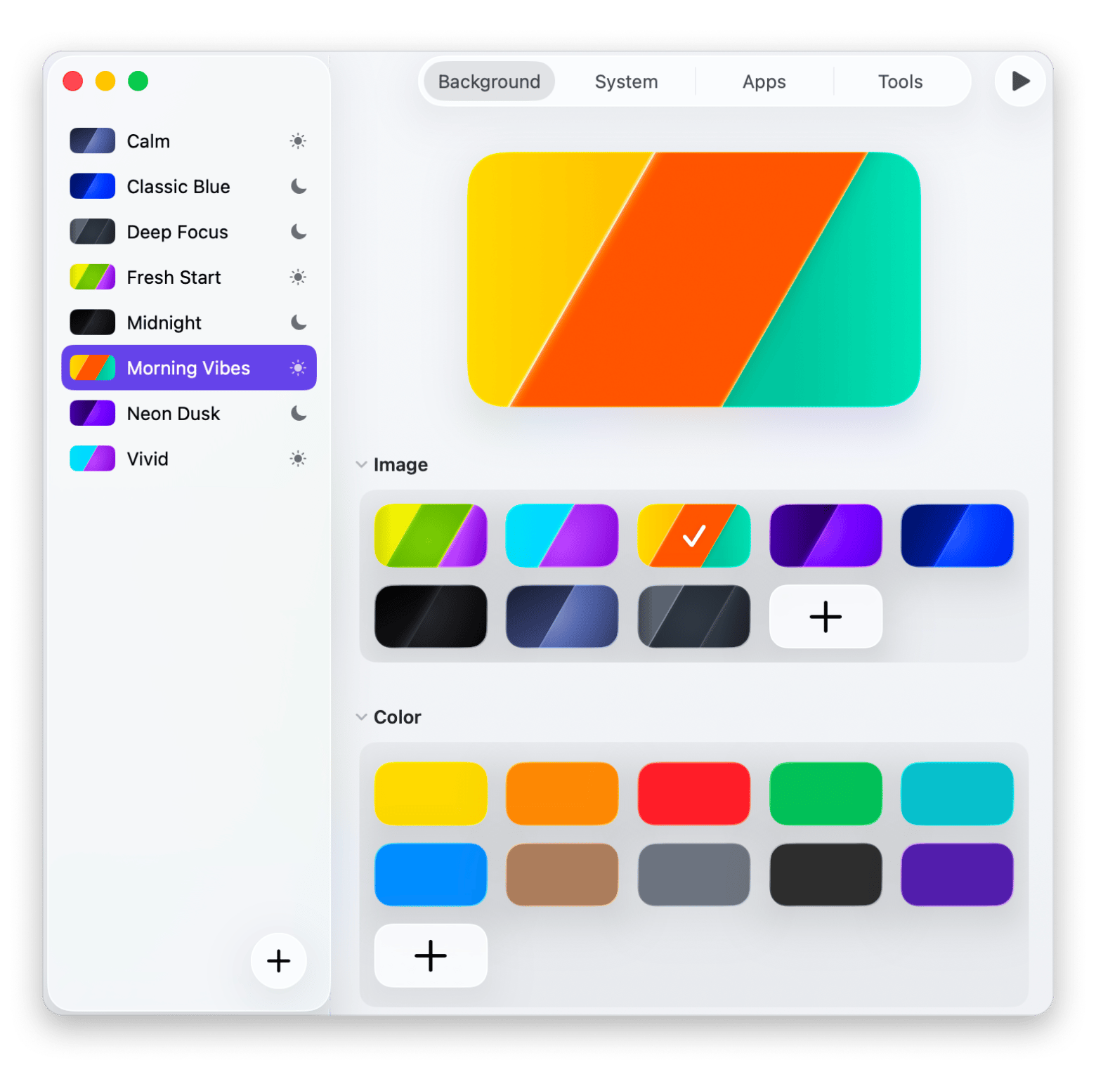 Switching desktop profiles in Desktop Composer, a customization app available on Setapp