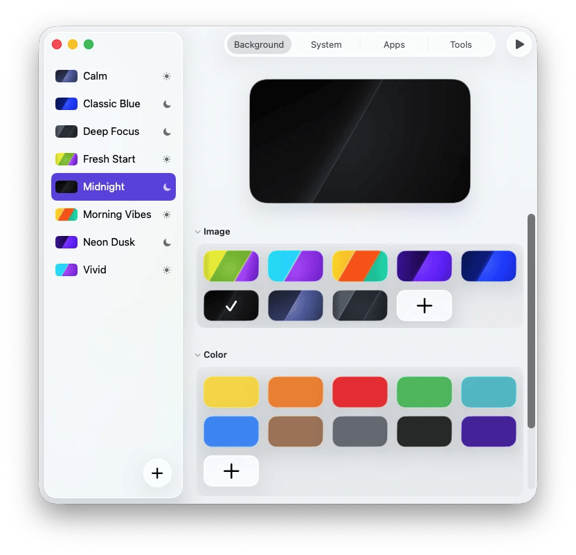 Creating desktop appearance profiles with Desktop Composer, a desktop customization app from Setapp